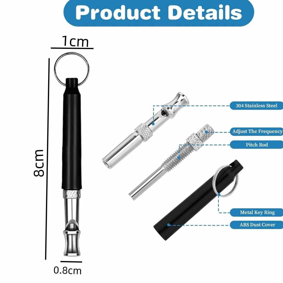 Sifflet à Ultrasons pour Chien Silencieux 2 Pièces Anti Aboiement Haute Fréquence Réglable avec Lanière Dressage Rappel