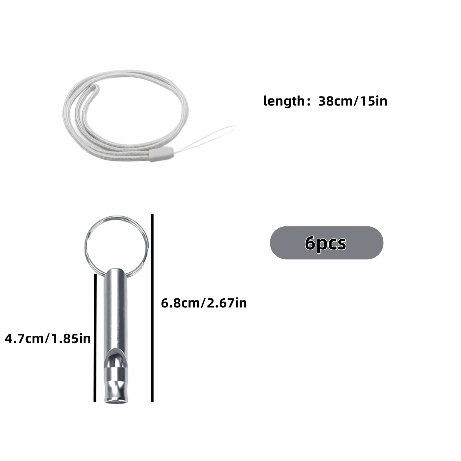 Sifflet Ultrason Chien Rappel Anti Aboiement Aluminium 6 Pièces avec Cordon