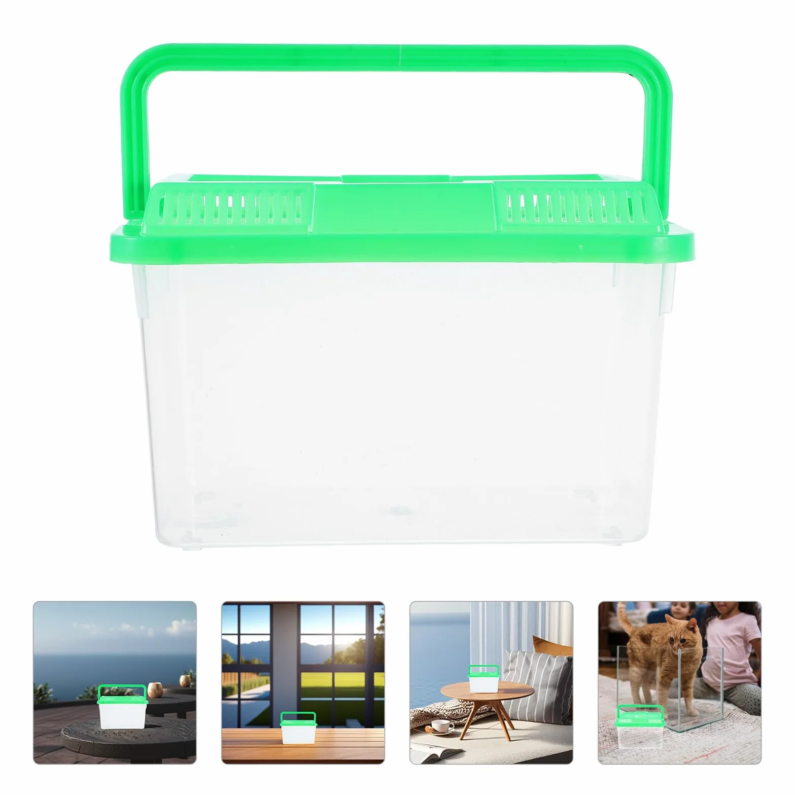 Transporteur Portable pour Tortues et Poissons avec Poignée, Aquarium en ABS Transparent