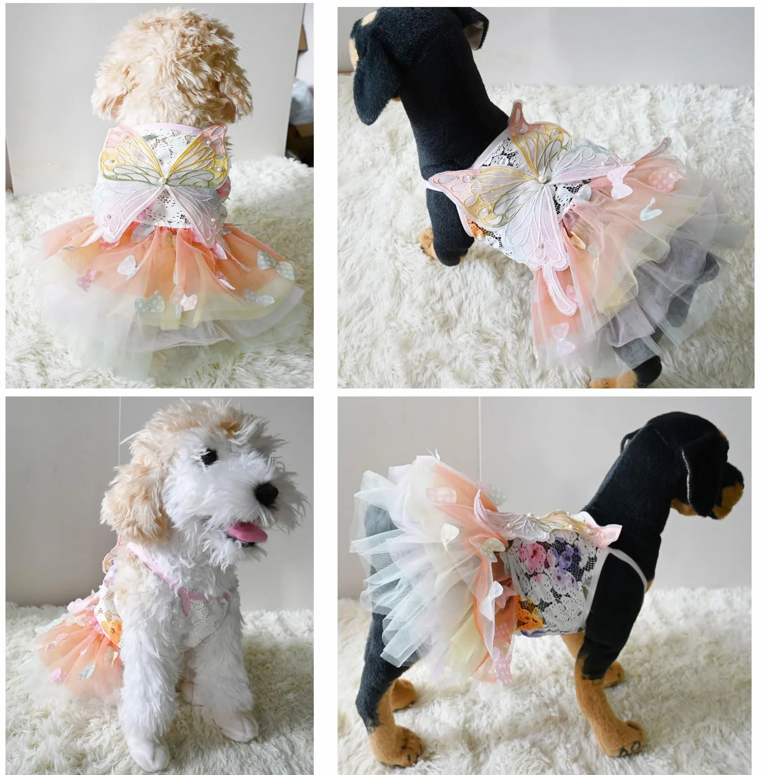 Robe de princesse papillon jupe tutu multicouche pour chiens petite moyenne taille XXXL