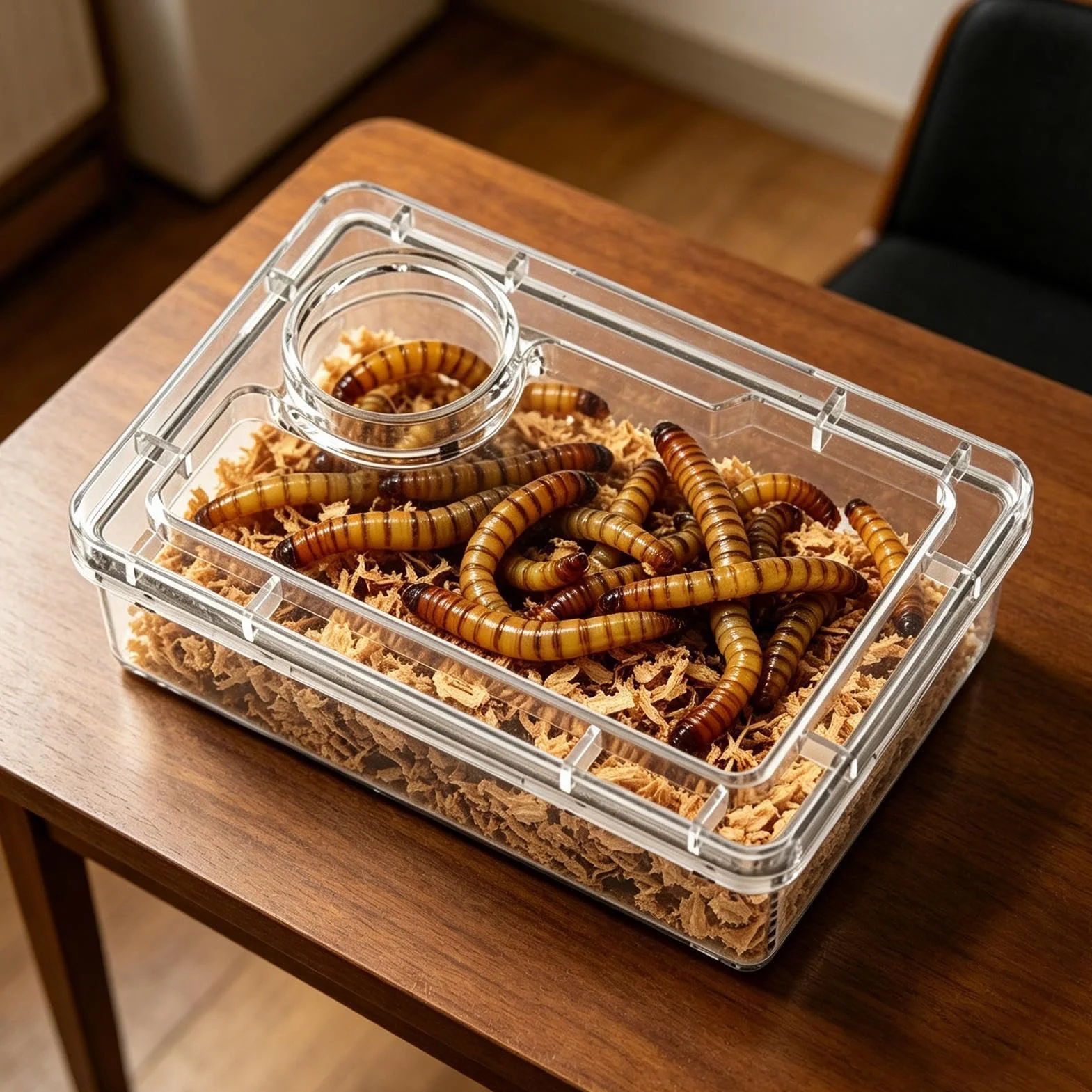 Gamelle pour Reptiles Anti-Fuite avec Compartiment Transparent pour Lézards, Iguanes, Caméléons