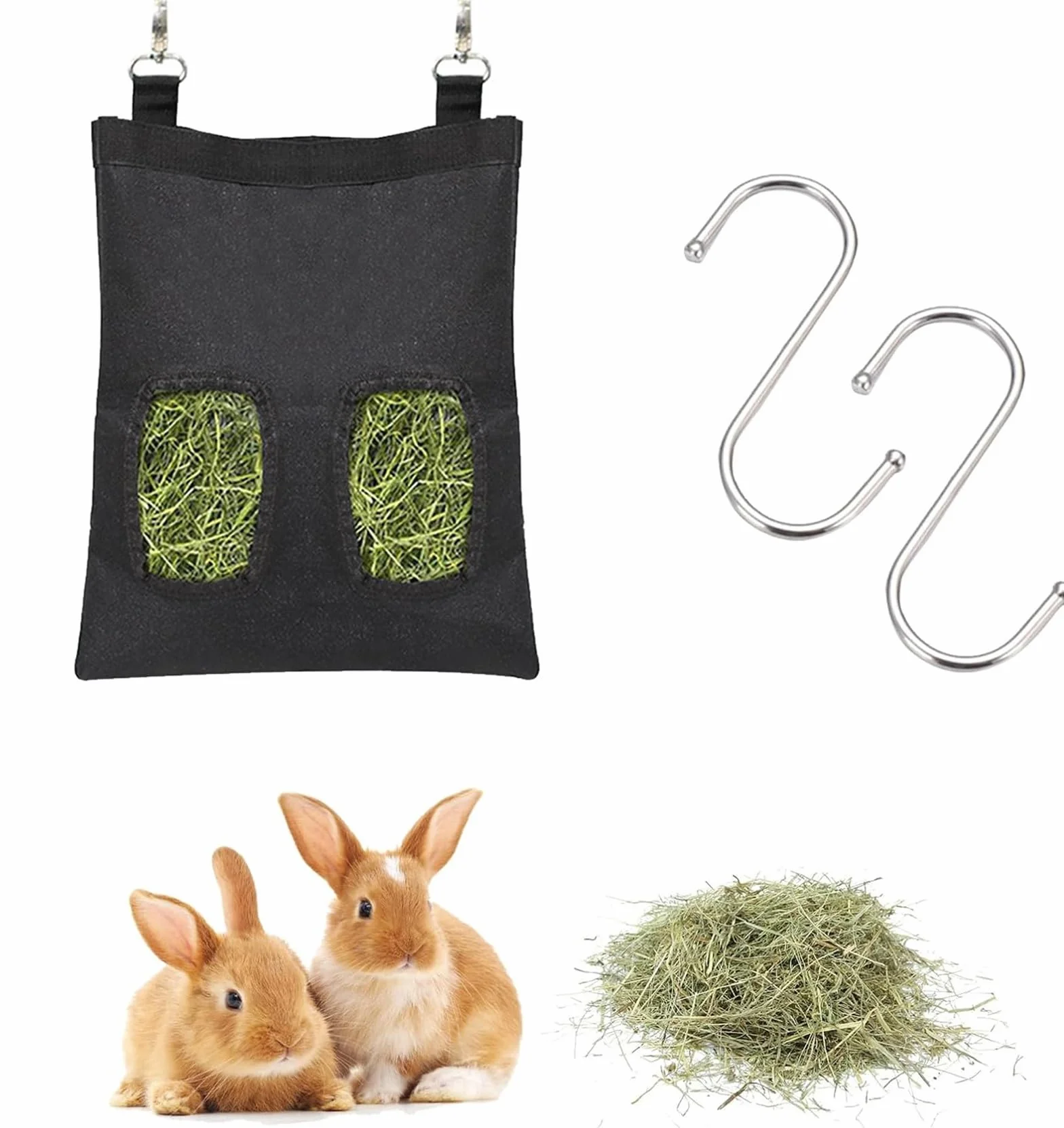 Sac de Foin Lapin avec Crochet en S, Nourriture pour Lapin
