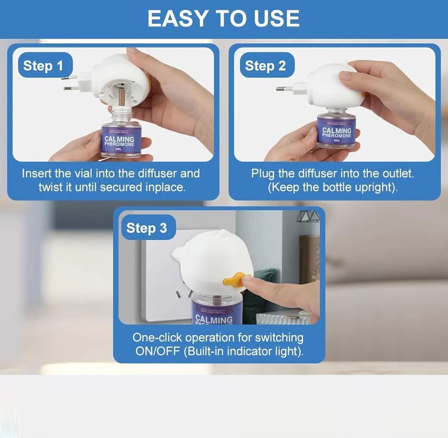 Petwellness Diffuseur Chat Chien Réducteur Stress avec Recharges, Stop Bagarres Sifflements Marquage Urinaire (2 Bouteilles)