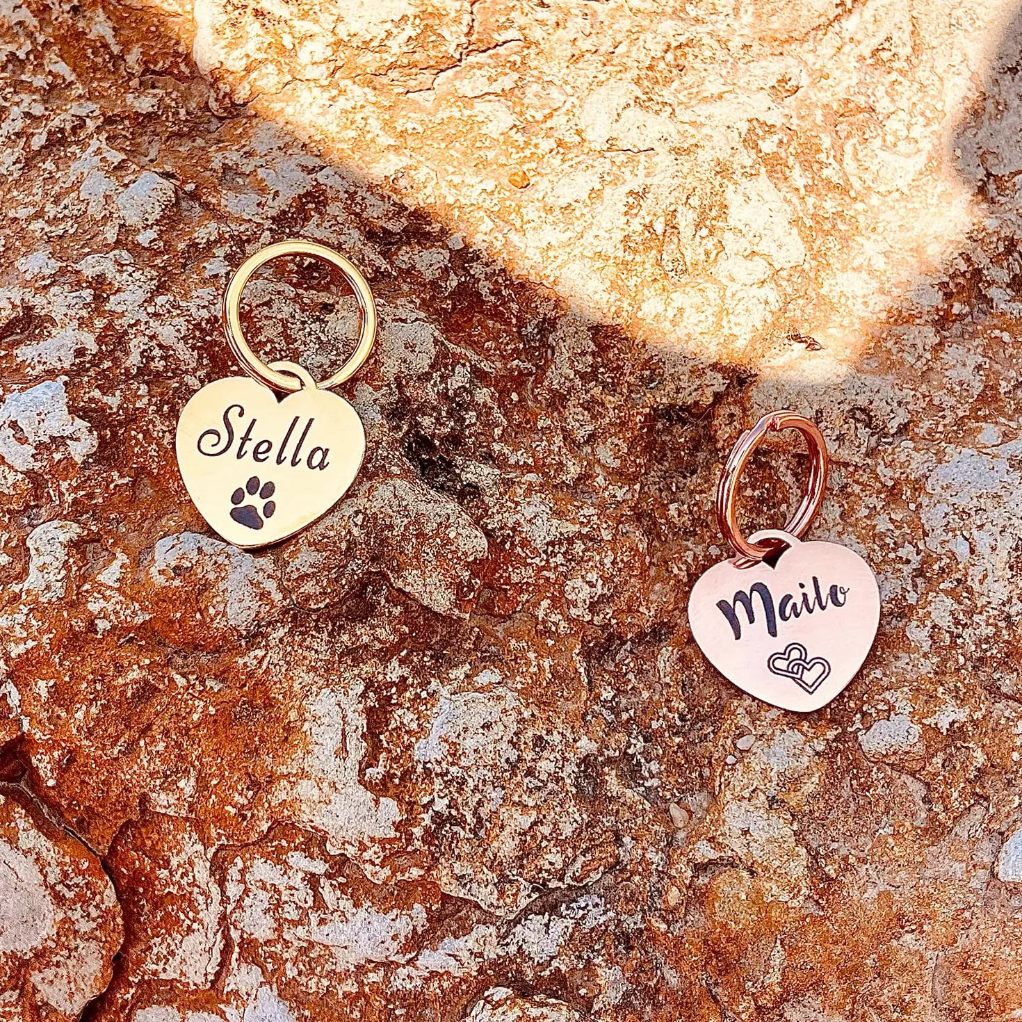 Médaille pour chien GOLDEN PAW en acier inoxydable avec gravure cœur personnalisable dogtag Or