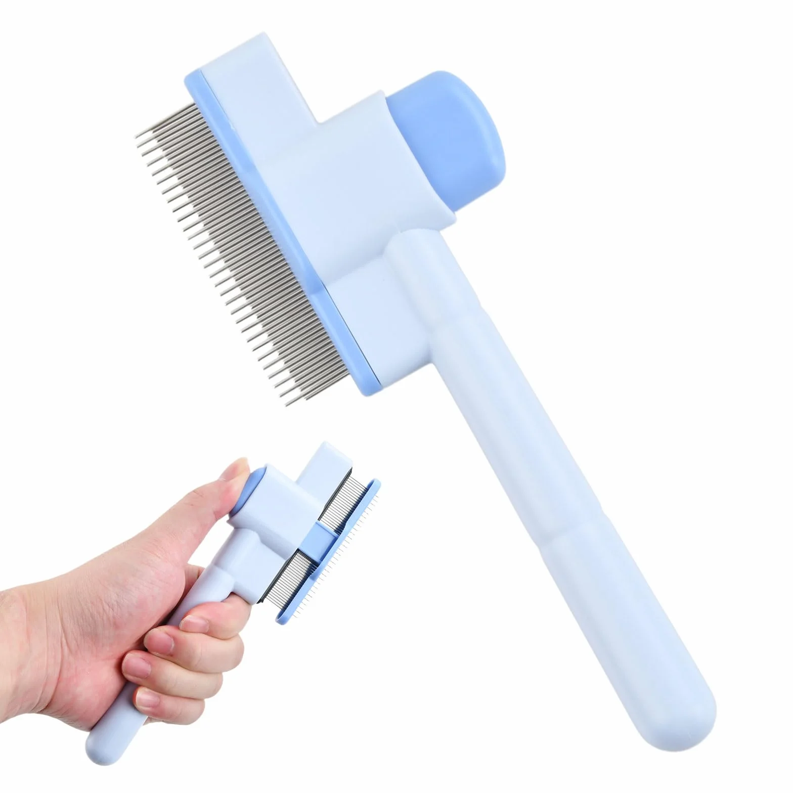 Brosse Poil Chat Peigne Anti Puces Acier Inoxydable pour Chats et Chiens Brosse Autonettoyante