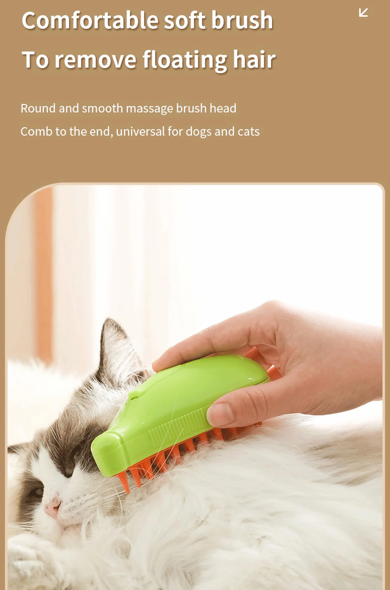 Brosse Chien Chat à Vapeur 3 En 1 Rechargeable Peigne de Massage pour Poils Emmêlés