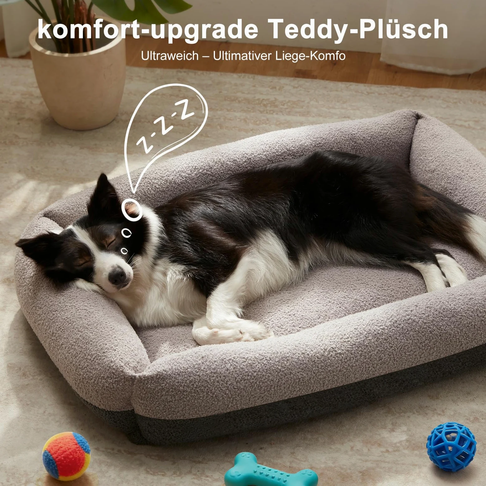 Pawk Panier pour Chien Grande Taille, XL Lit Chien Dehoussable Lavable, Coussin Antidérapant Doux Anti-Anxiété, 91x69x20cm