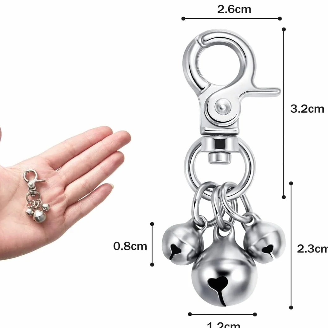 Lot de 6 clochettes pour colliers animaux, pendentif triple cloche chien, breloques décoration collier, porte-clés entraînement chien chat (colorés)