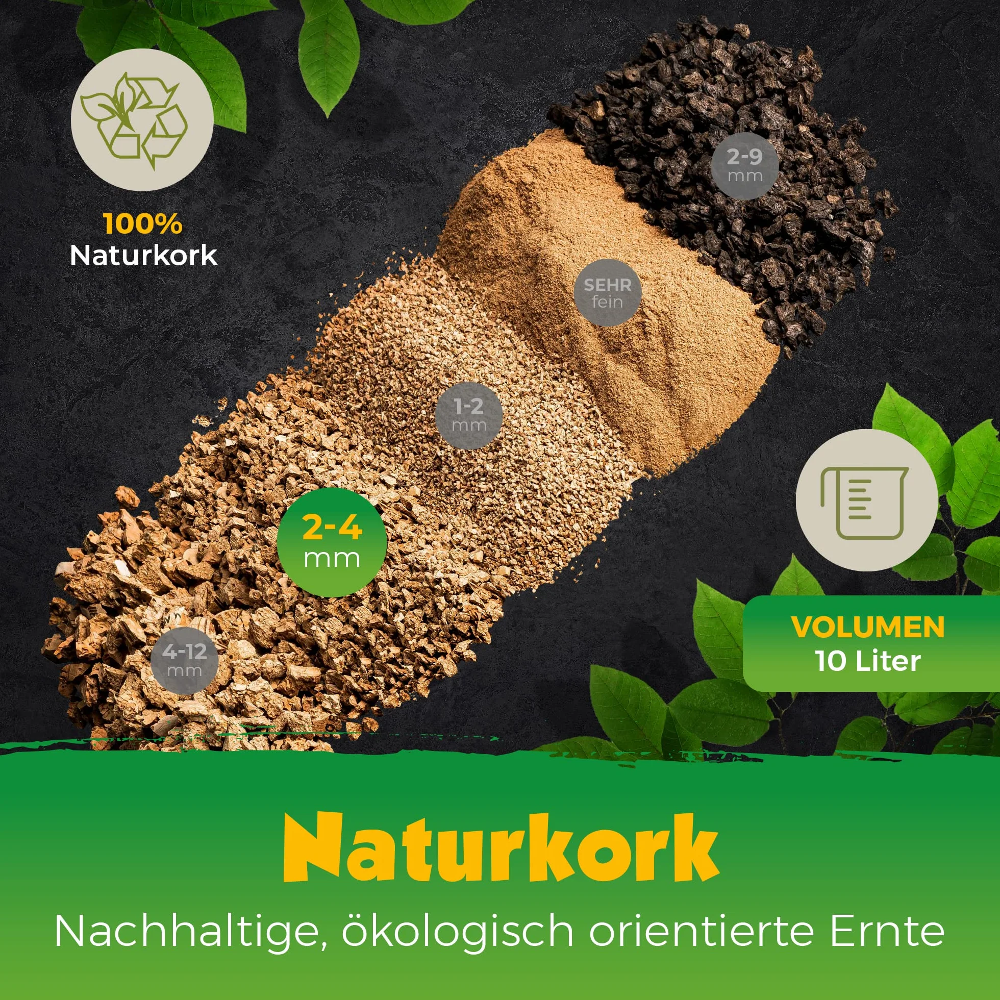 Granulés de liège 10 litres 2-4 mm substrat terrarium Kork-Deko