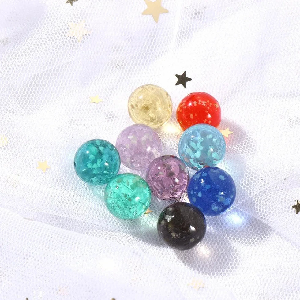 Billes de verre lumineuses 12 mm Lot de 10 pour jeux de flipper et décoration d'aquarium (doré)