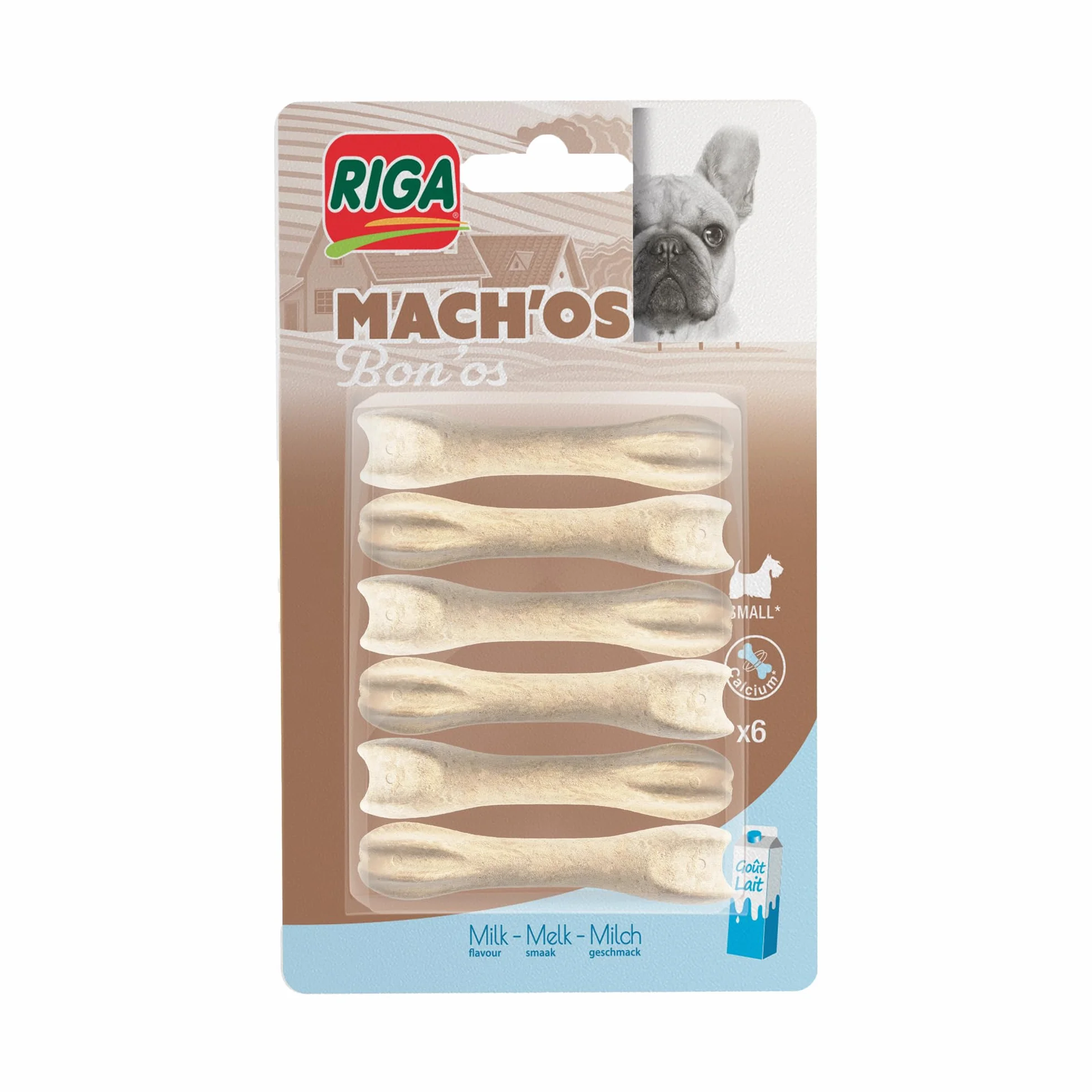 RIGA Mach'os Bon'os pour Chien S - Riche en Protéines et Calcium - Hygiène Buccale - Mastication - x6