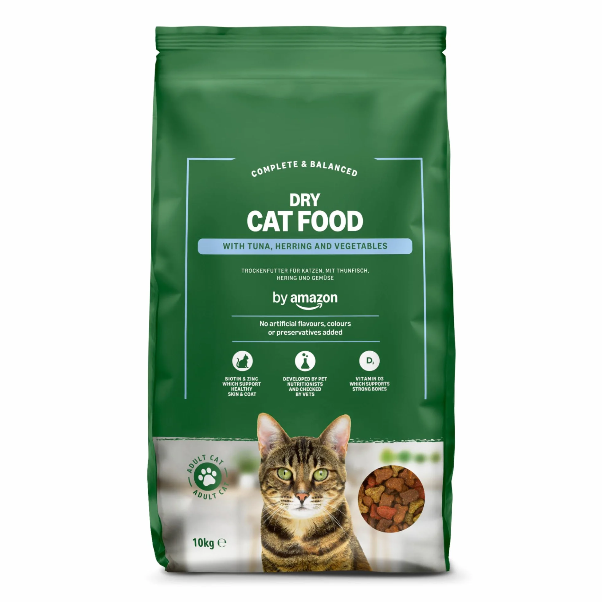by Amazon Croquettes complètes pour Chats Adultes au Thon et Hareng,10kg, Lot de 1