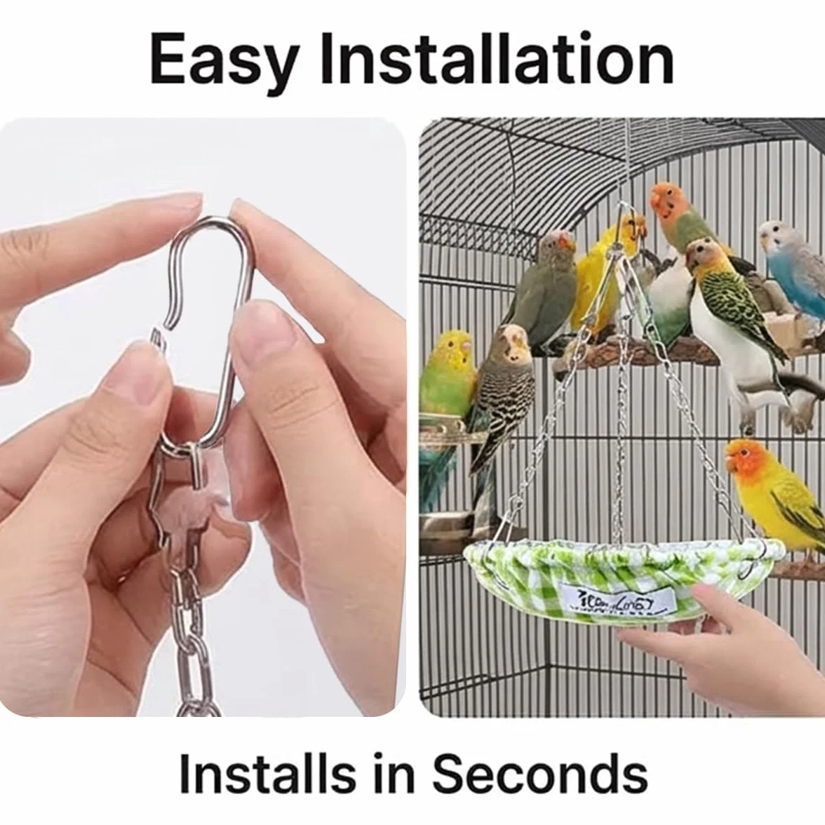 Nid d'oiseau pour perruche Imperméable 15 cm Vert avec chaîne