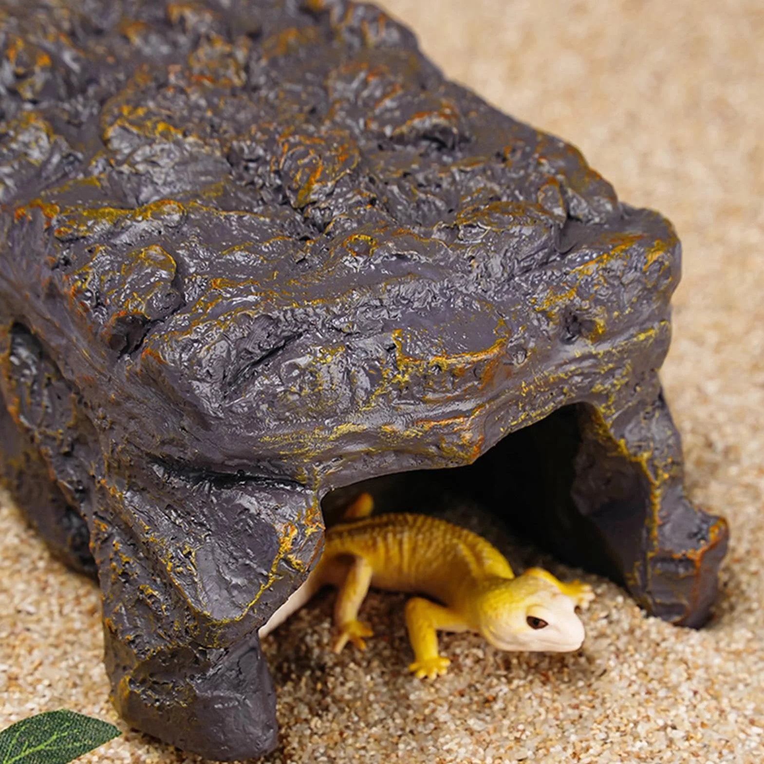Rocher thermique résine pour terrarium, abri chauffé reptiles