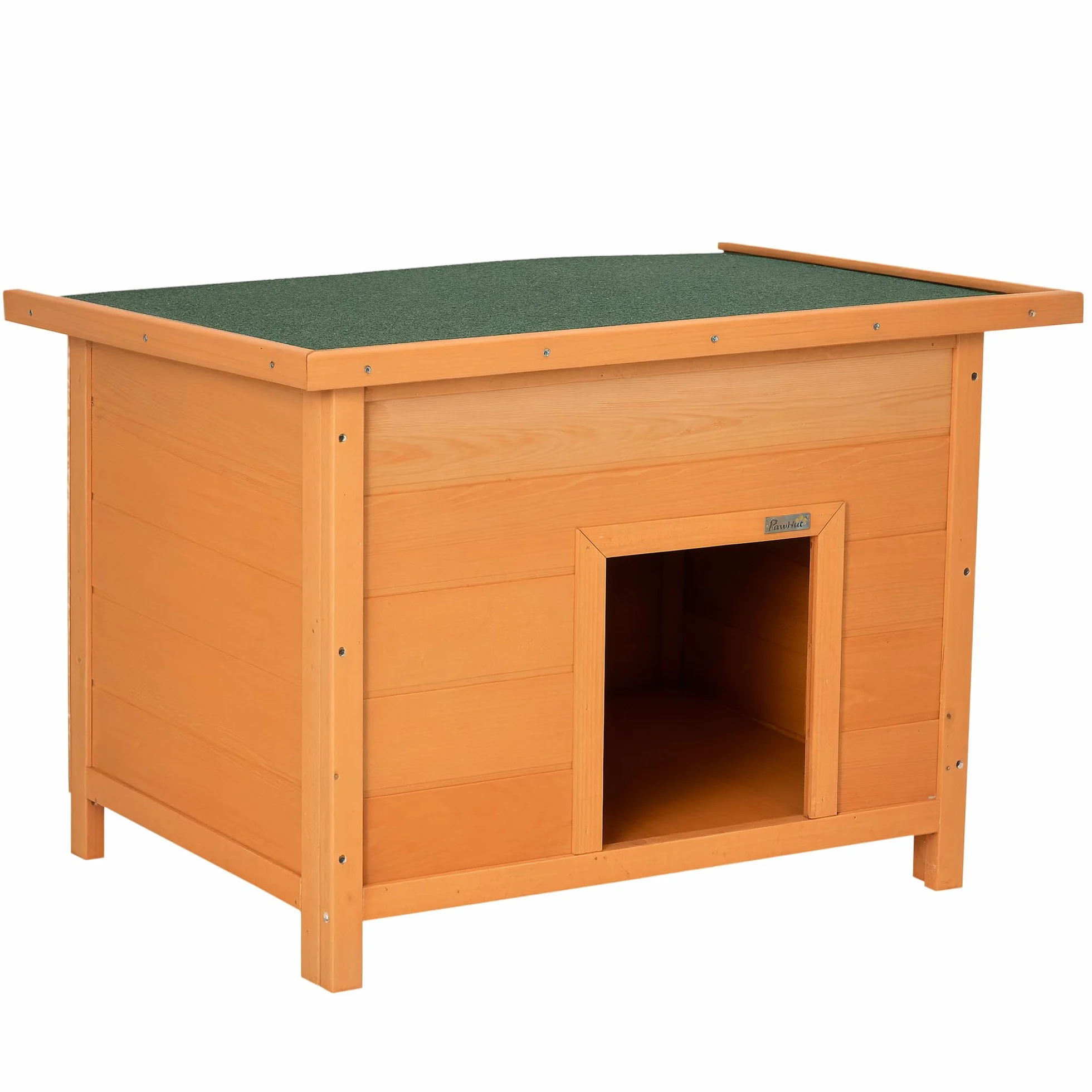 PawHut Niche pour Chien Chat en Bois sur Pied 85 x 58 x 58 cm pin Massif Marron Vert