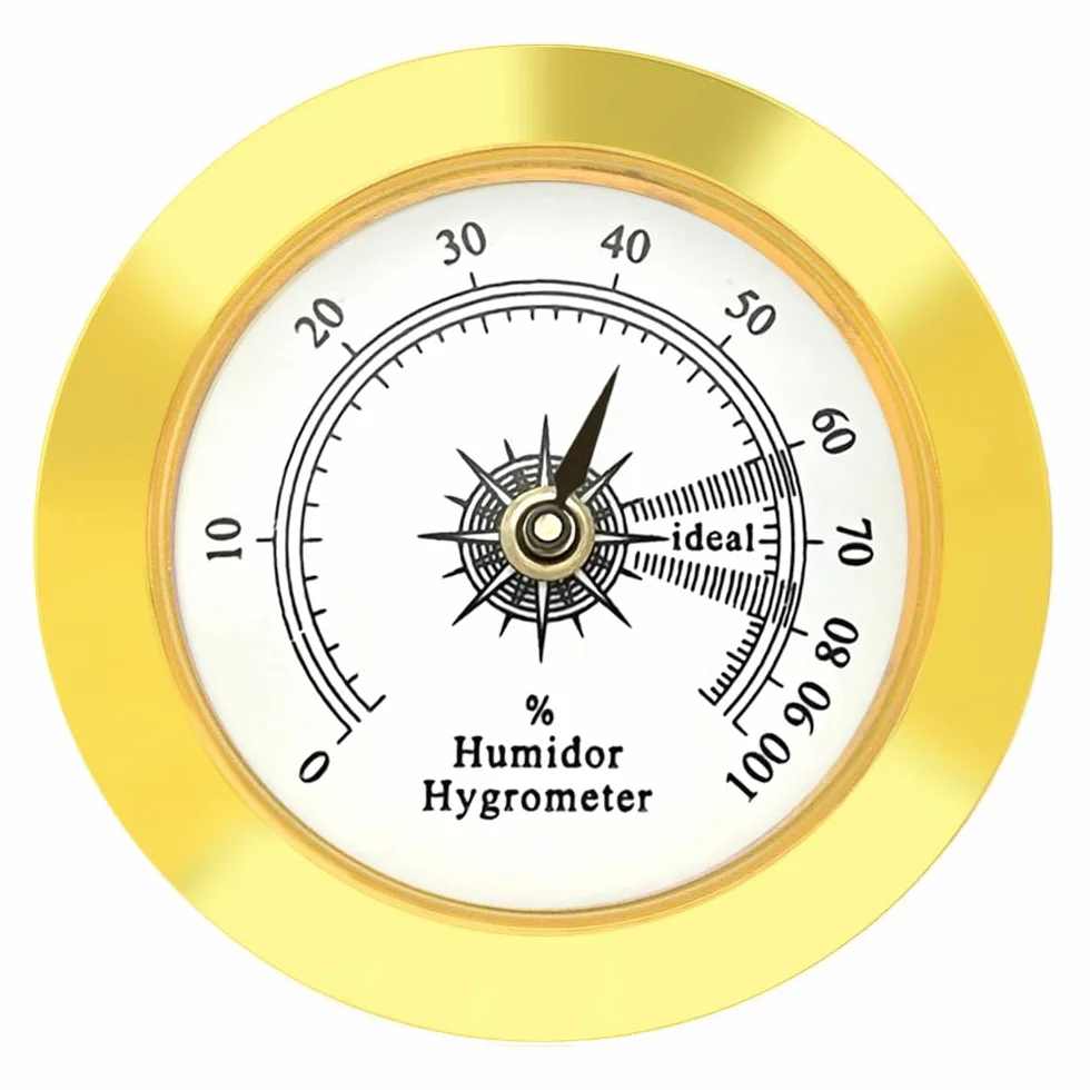 Hygromètre de rechange pour cave a cigares - φ 38mm - Or - Alliage rond - Moniteur précis - Humidor - Hygromètre - Valise de guitare - Serre