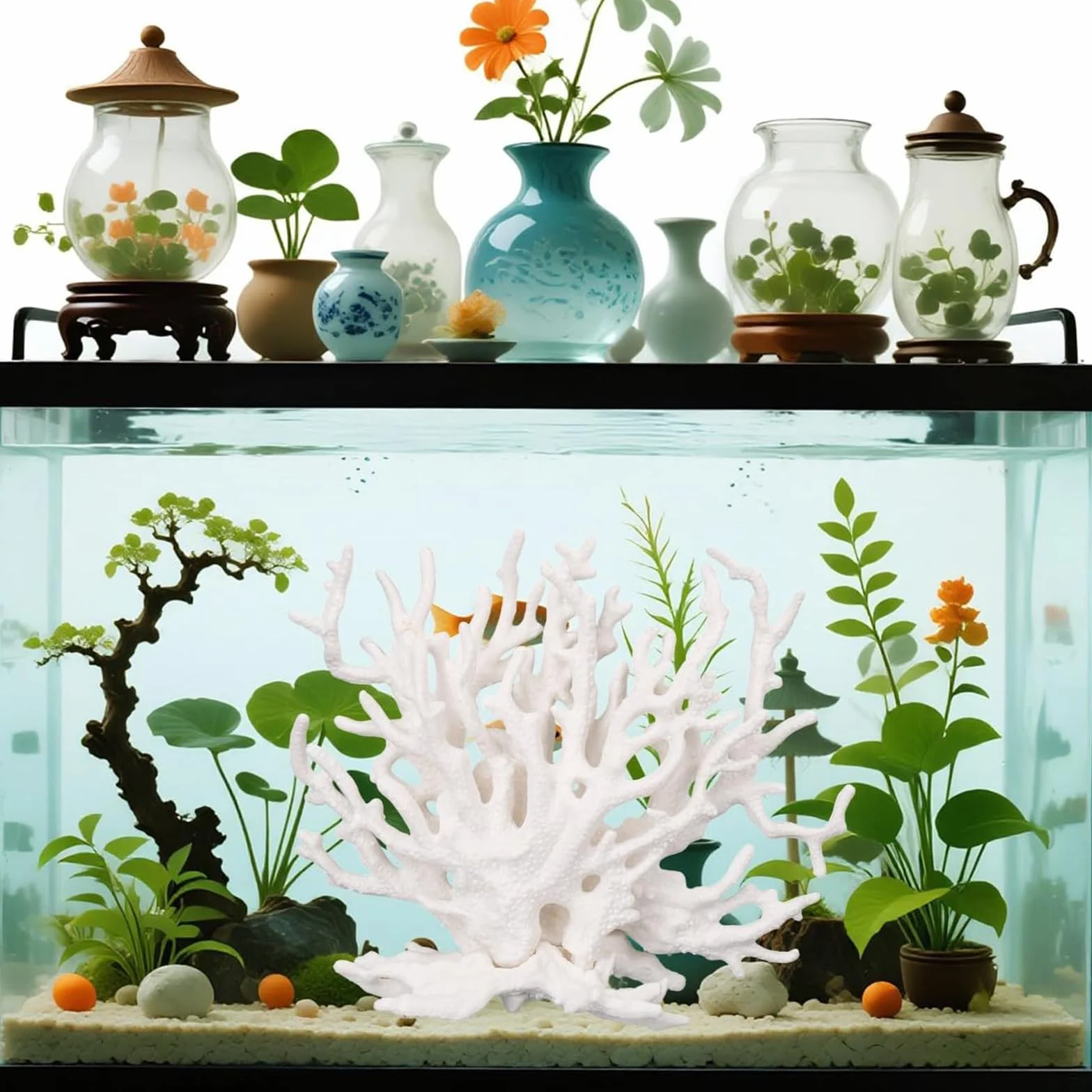Simulation Corail Decoration Aquarium Poissons Cachette Artificielle Plante pour Animaux de Compagnie