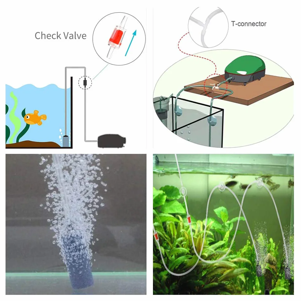 Accessoires de Pompe à Air pour Aquarium, Tuyau 5 m, 10 Clips, 3 Pierres, Séparateur 3 Voies, 6 Connecteurs
