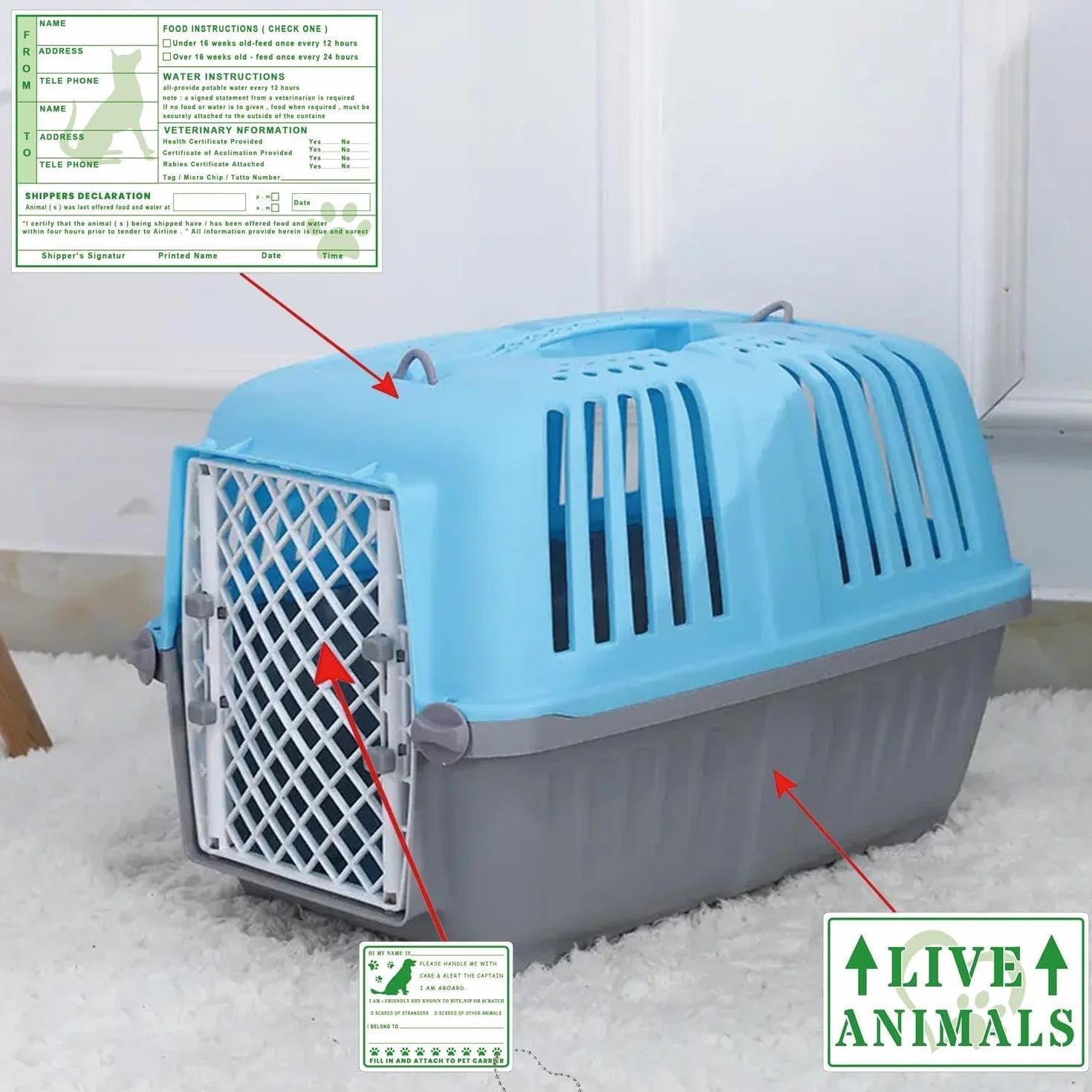 Live Animals Stickers with Arrow for Air Cargo Crate Shipping Handling Instruction Labels