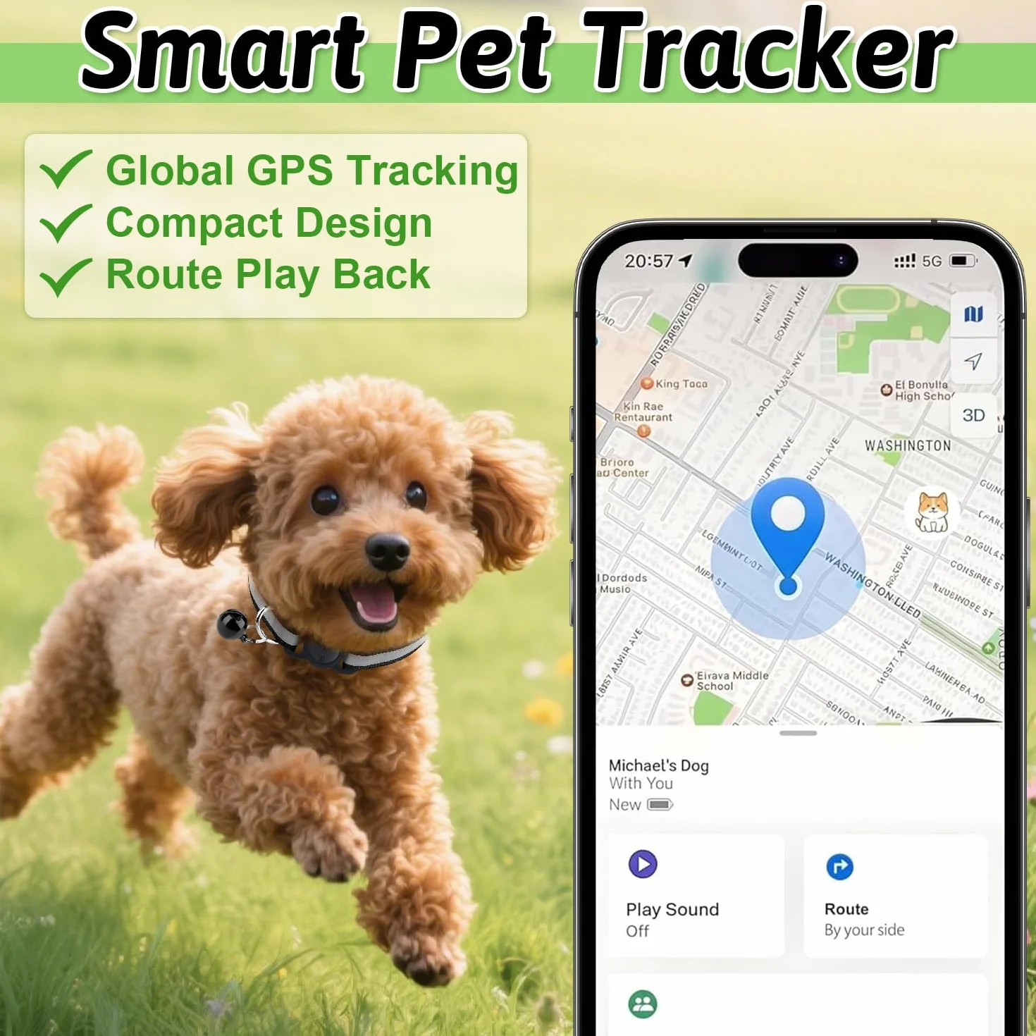 Collier GPS Chat Chien Traceur sans Abonnement Localisation Temps Réel Étanchéité iOS Android