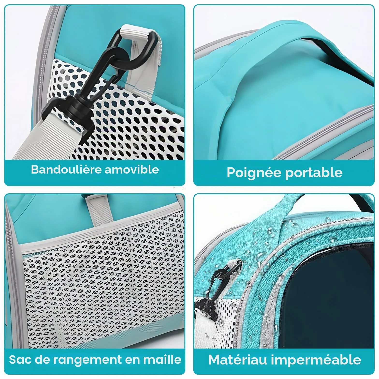 Sac Transport Chat Chien avec Matelas 30x27x21cm