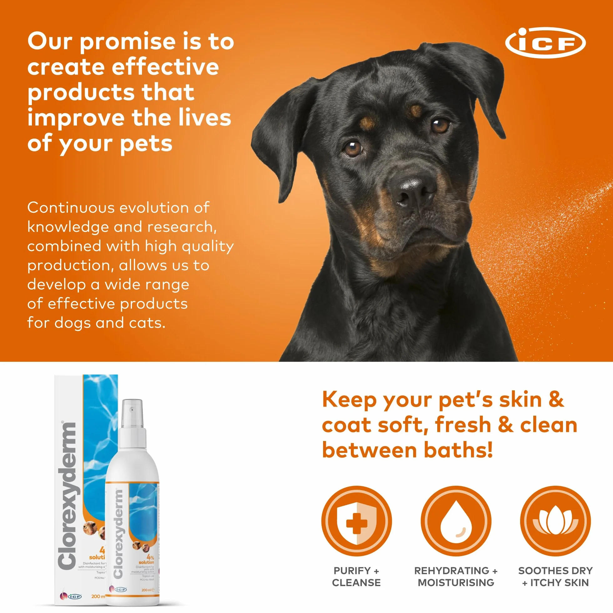 Clorexyderm Solution 4% Désinfectante Hydratante pour Chiens et Chats 200 ML