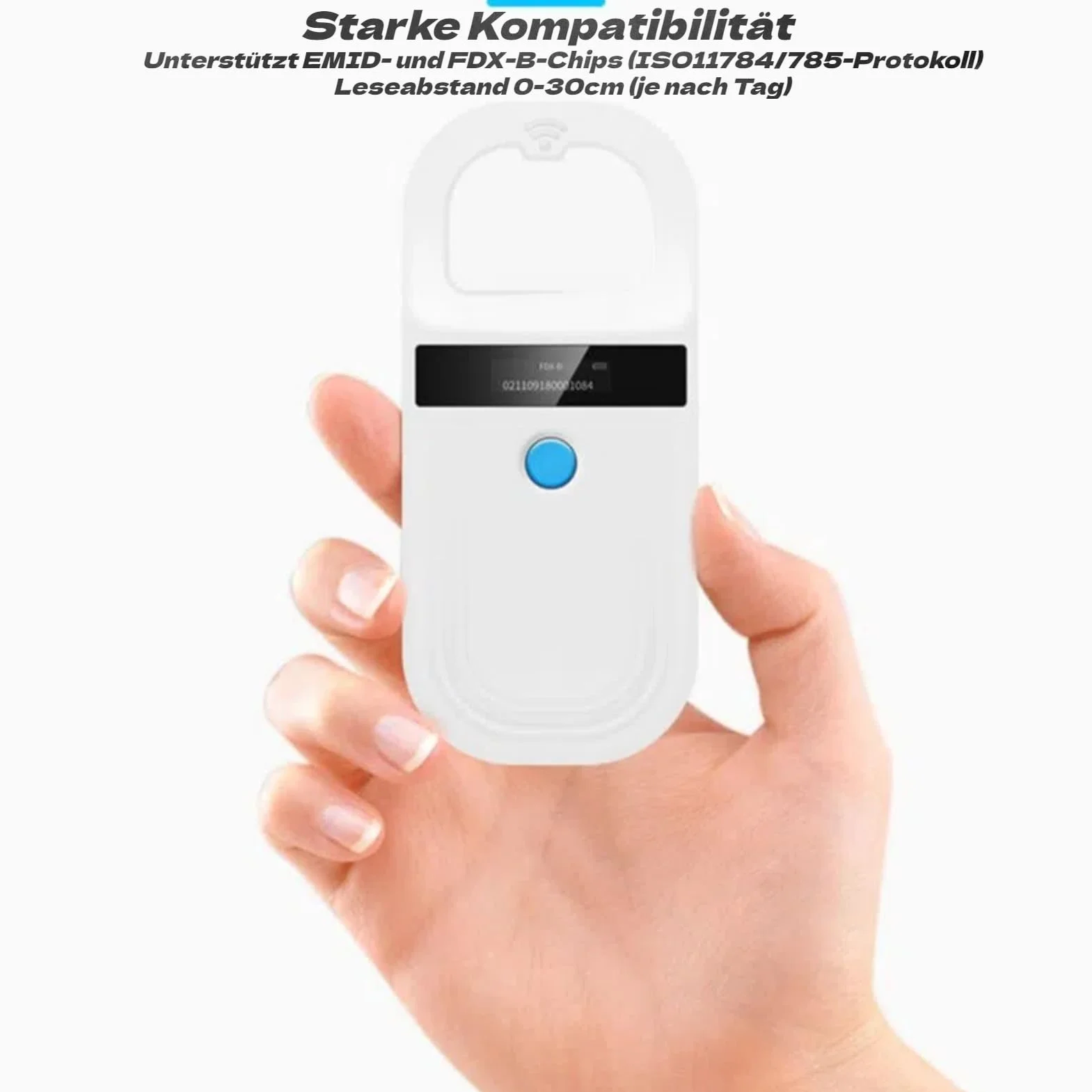 Akozon Scanner de Puces pour Animaux de Compagnie, Lecteur de Reconnaissance d'affichage Haute luminosité, Lecteur 3,7 V, pour Chiens, Chevaux, Chats, Cochons, étiquettes