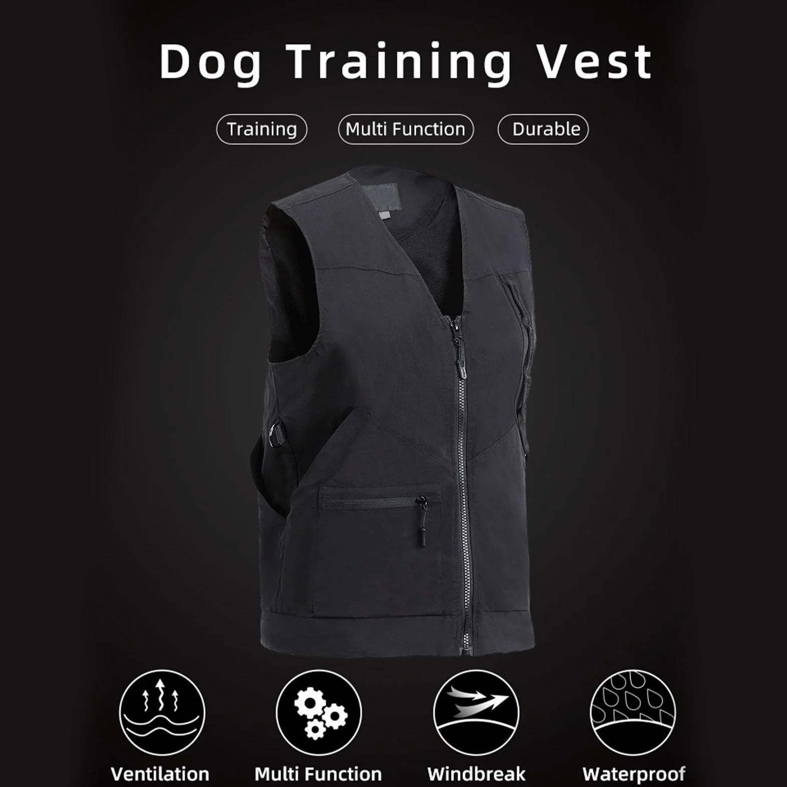 Gilet d'entraînement pour conducteur de chien, protection plusieurs poches, vêtement professionnel léger et pratique
