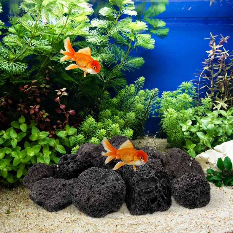 VOSAREA Pierre De Lave Noire pour Aquarium, Pierres Volcaniques Naturelles pour Aménagement Paysager Et Plantes, Roches Décoratives pour Jardin – Grand De Roches