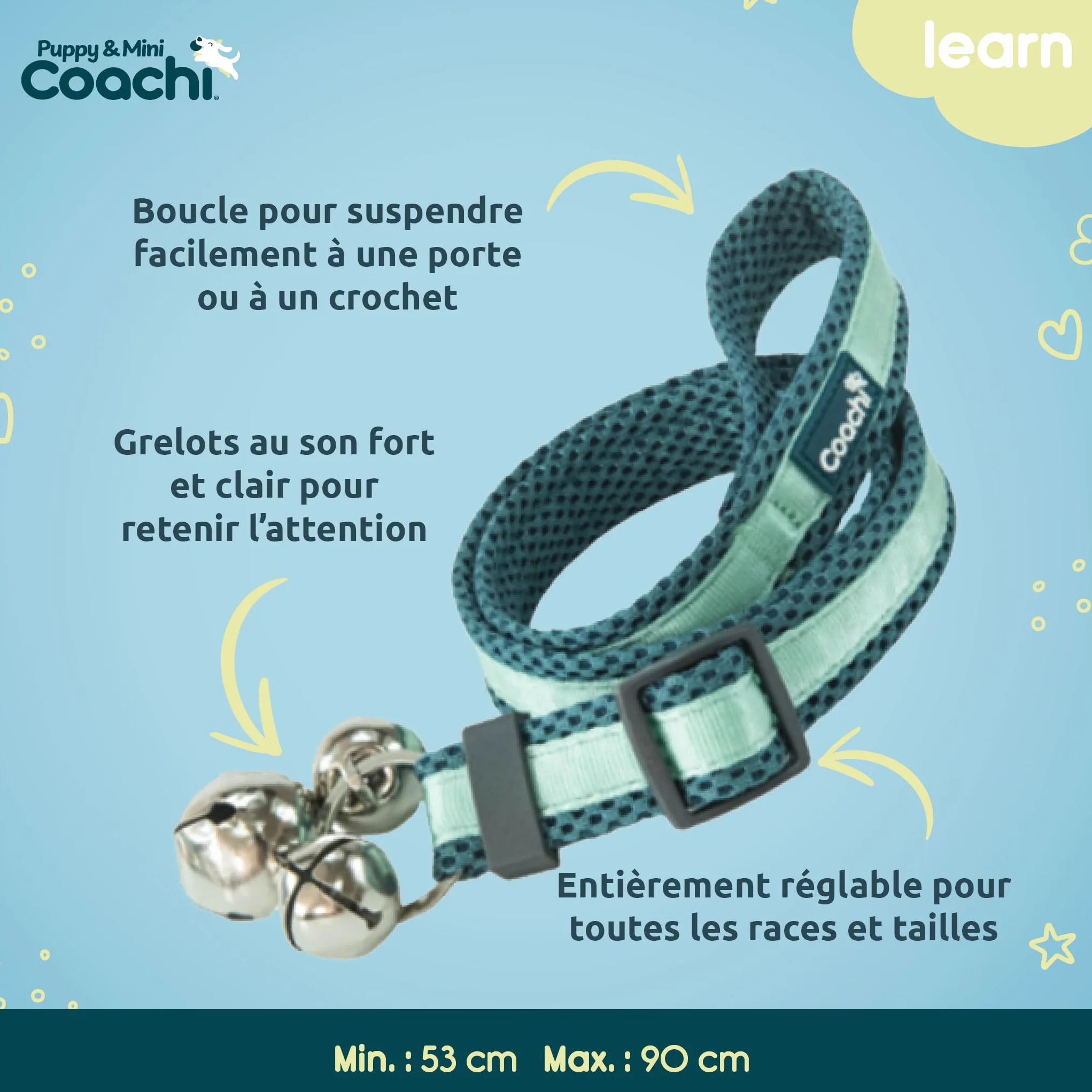 Coachi Toilet Training Bells pour Chiots et Nouveaux Chiens. Éducation à la Maison, Stop grattements aux Portes, faciles à Utiliser et Entendre, réglable. Accessoire idéal pour Dressage au clicker