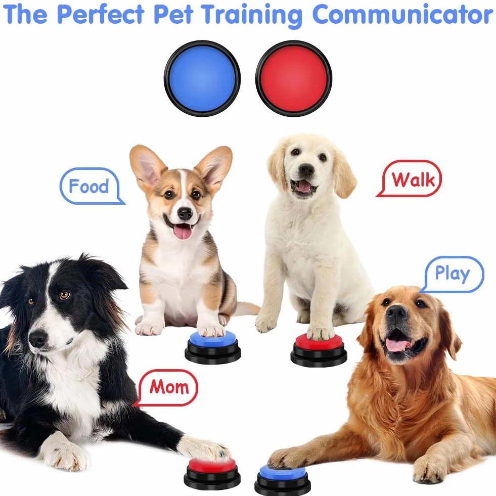 Buzzer Enregistrable Lot de 2, Boutons Parlants Sonores 30 Secondes pour Communication Animaux