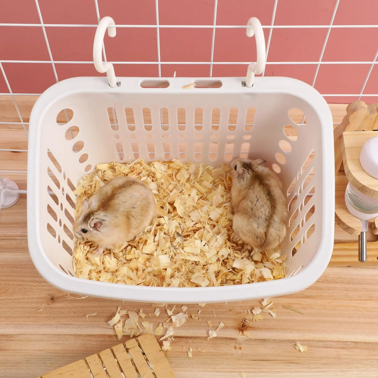 YARNOW Paniers Suspendus Design en Maille Respirante en PP Blanc pour Petits Animaux et Doux Peau Lot de 2 pour Cage de Gerbilles ou Sugar Gliders