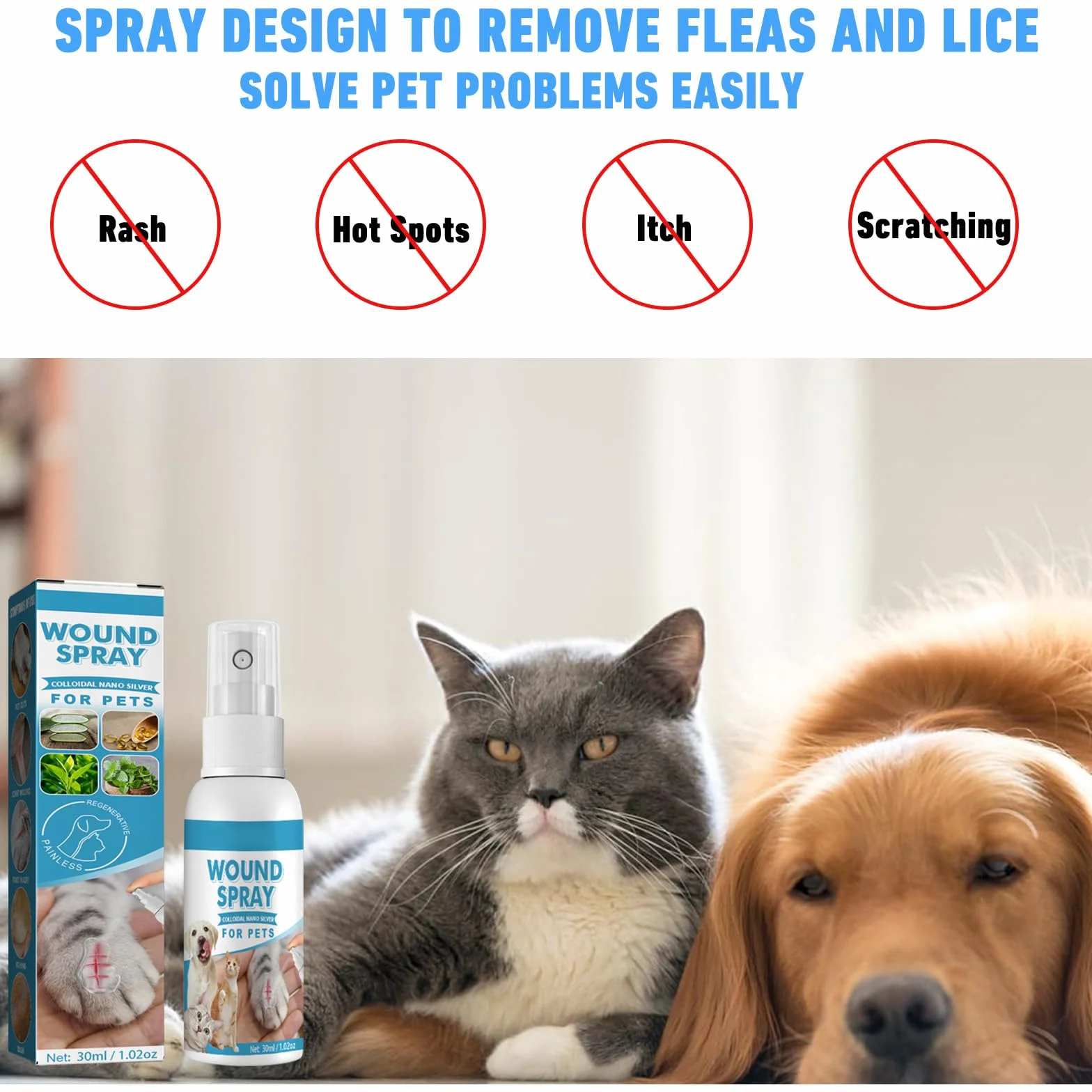 Spray de Guérison pour Animaux Pansement Liquide Cicatrisation Plaies Chien