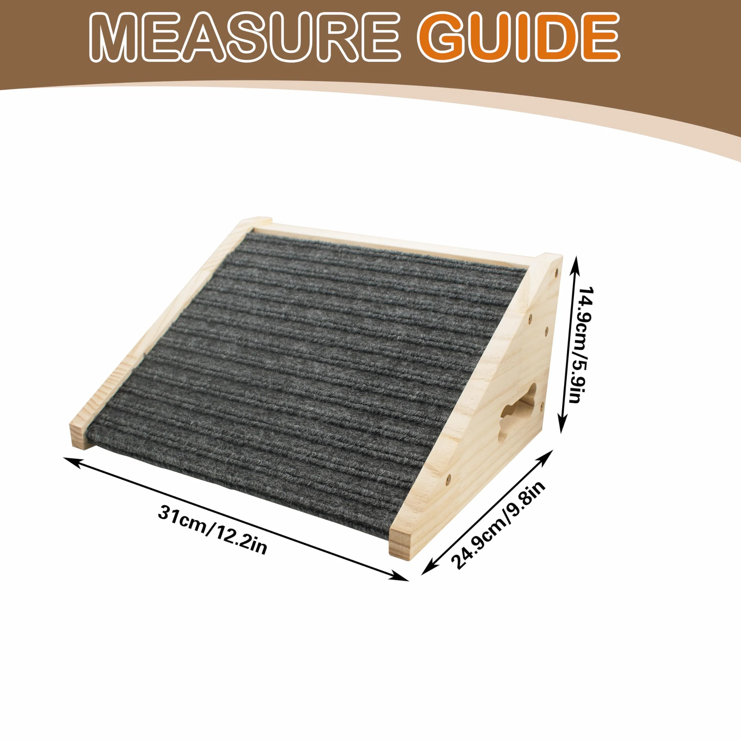 Rampe pour Chien en Bois pour Escaliers, Marches pour Animaux à Faible Inclinaison avec Surface Antidérapante, Aide pour Petits Chiens et Chats, Rampe à 30 degrés