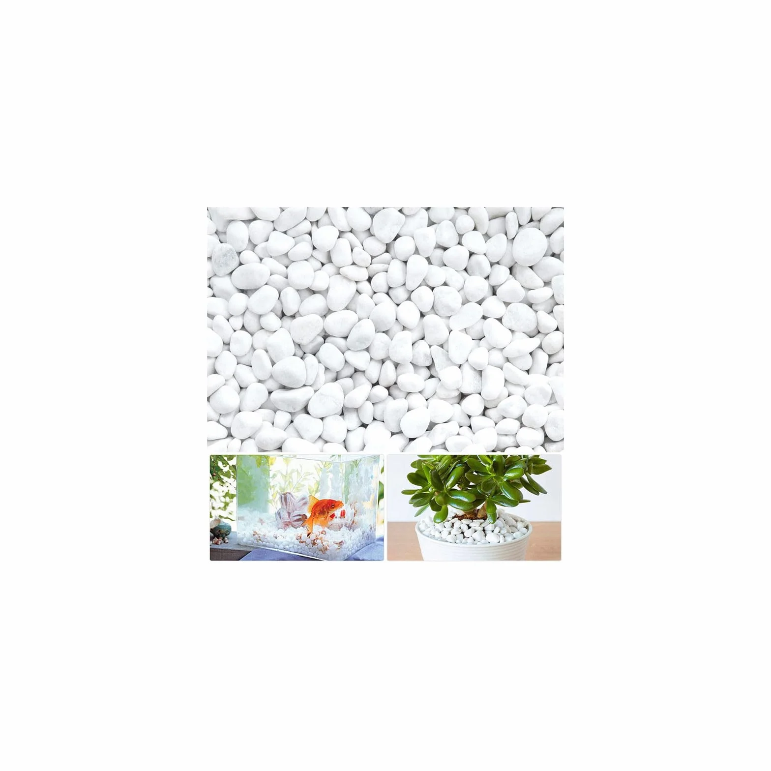 Gravier Galets Pierres Petits Cailloux de Marbre Blanc Naturels Cailloux Décoratifs Blancs pour Aquarium Décorations de Jardin Pots de Fleurs et Plantes Vase, 500g