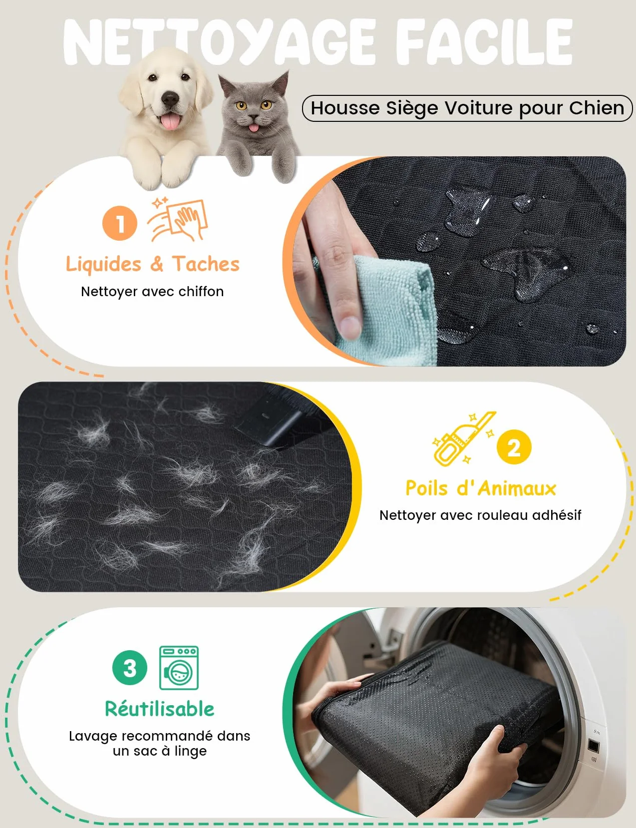 Lamicall Housse Siège Voiture pour Chien - Imperméable Anti-déchirure avec Fenêtre de Visualisation pour SUV Petits Camions