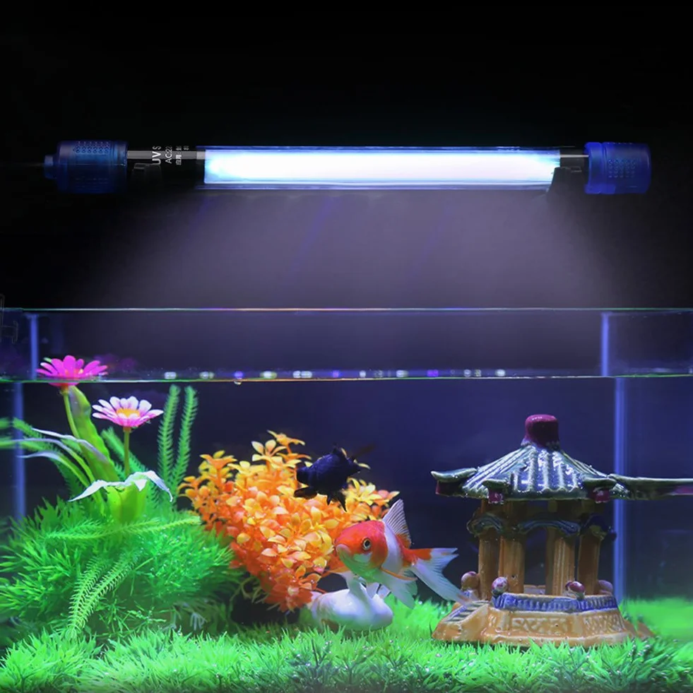 Stérilisateur UV Aquarium 13W Lampe UV Submersible Imperméable Purificateur d'eau pour Aquarium Bassin