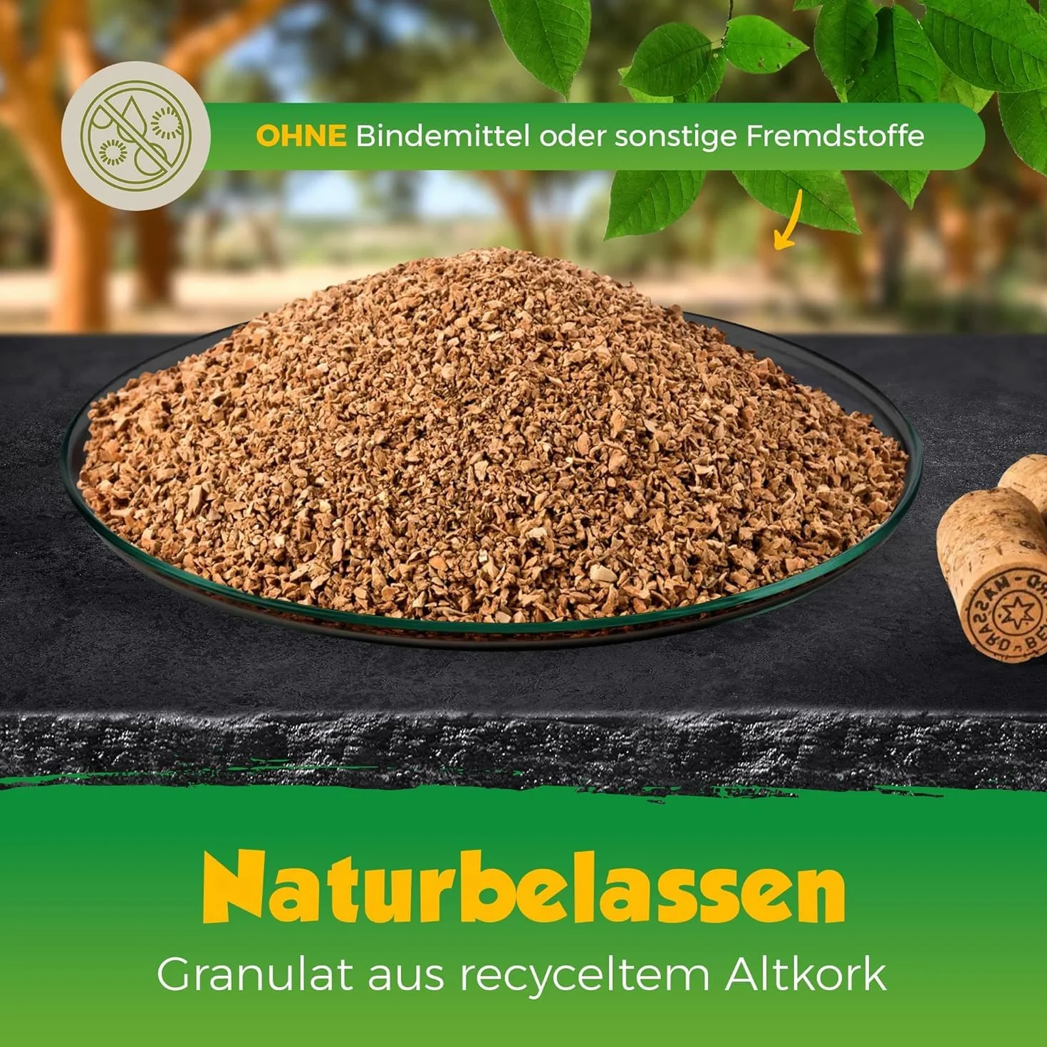 Granulés de liège fins 100 litres 0,5-3 mm liège naturel recyclé