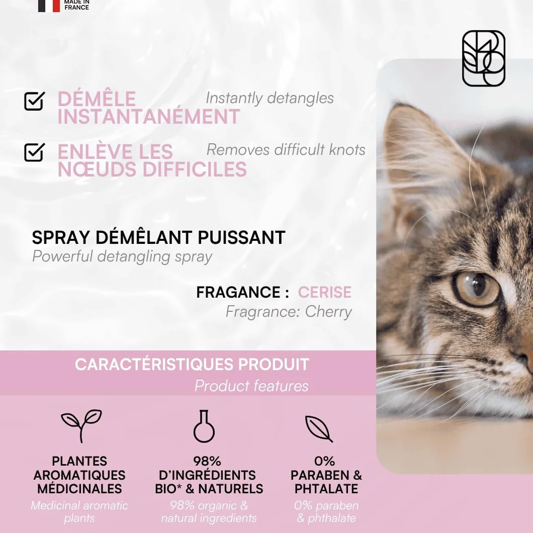 Biogance Démêlant Xtra Liss 250 ML Soin Chat Poils Longs Protéine de Riz Fabriqué en France