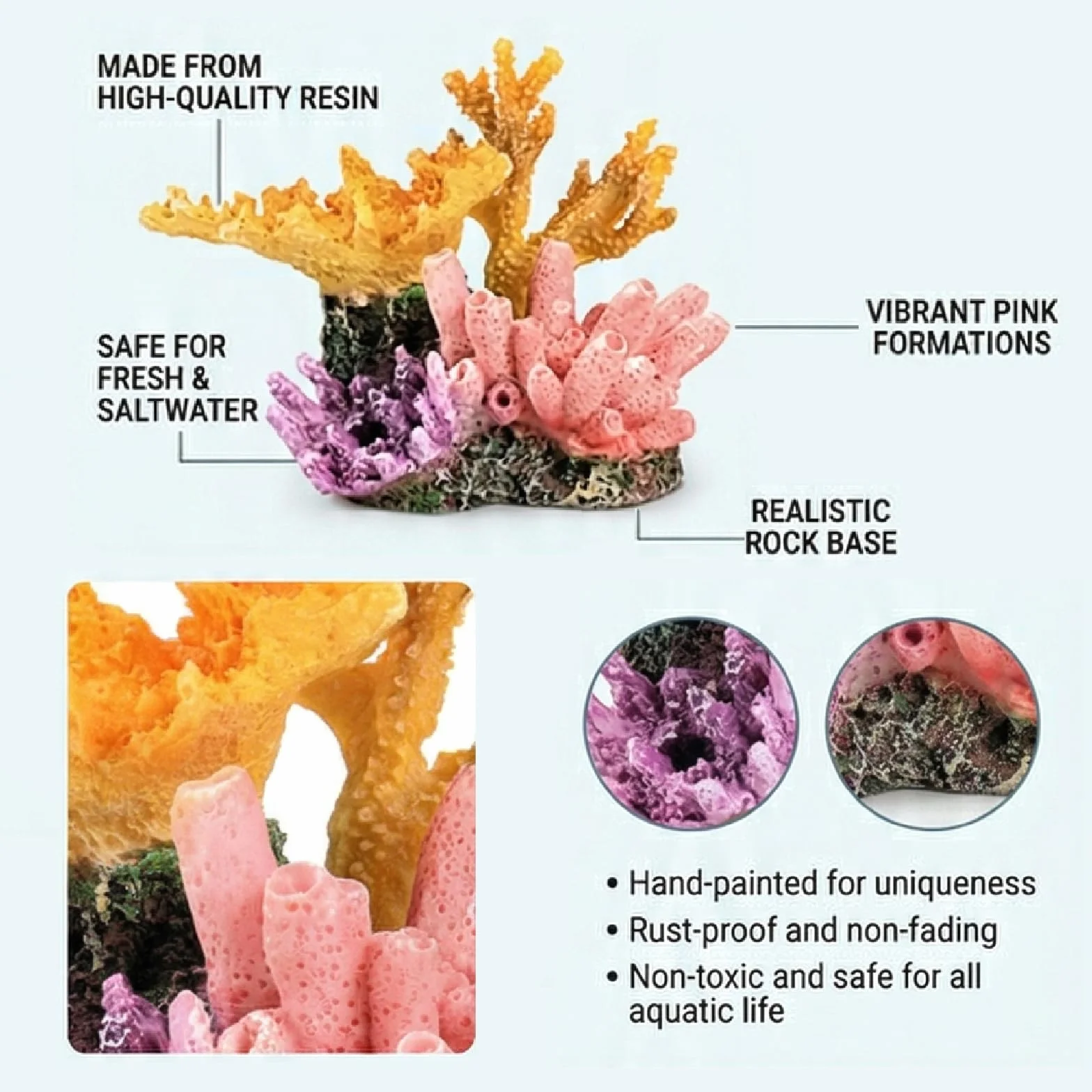 Ornements de Récifs Coralliens Artificiels en Résine pour Aquarium, Décoration Micro Modèle