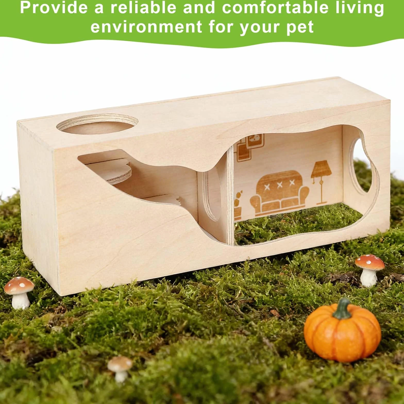 Maison à Hamster en Bois, Maison Cochon d'Inde Bois, Maison en Bois pour Hamster, Maison de Hamster pour Gerbilles, Maison Hamster, Convient aux Hamsters Nains, aux gerbilles et aux Souris.