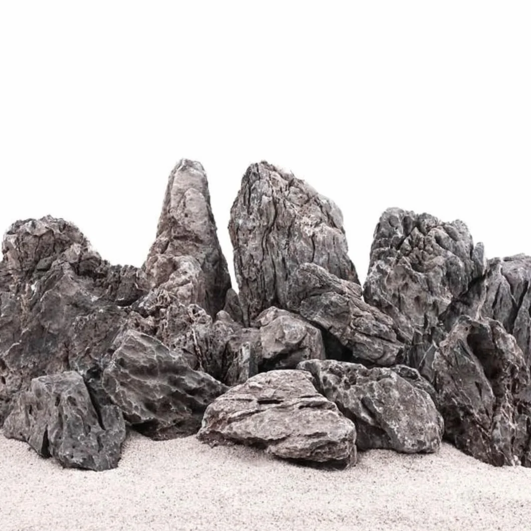 AquaOne Pierres d'aquarium - Mini paysage - Pierres naturelles Seiryu - 1 pièce de 0,9 à 2,0 kg - Pierre d'aquascaping pour réservoir - Décoration de roche - Panneau arrière - Décoration - Gris