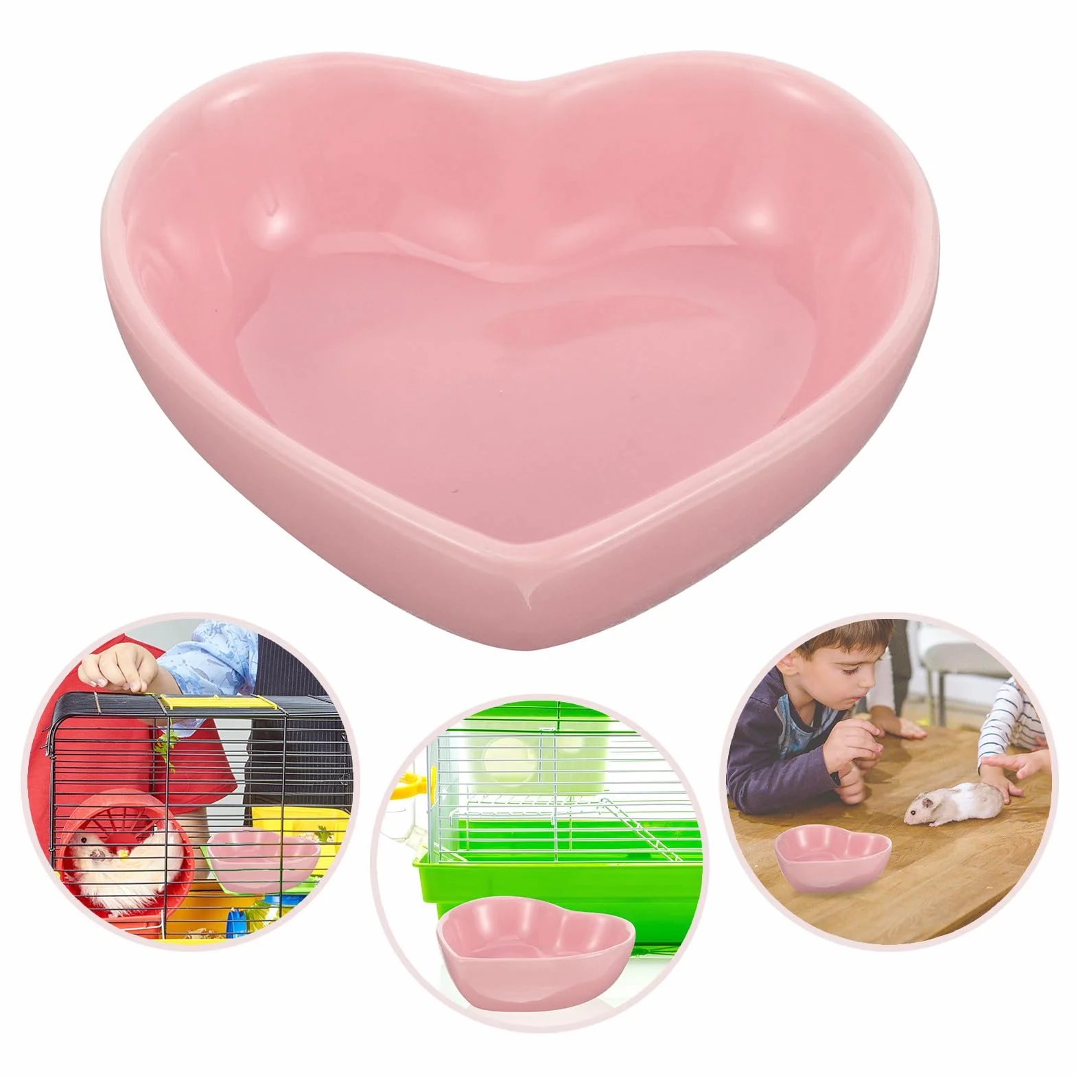 Bol pour Hamster en Céramique Cœur Rose Résistant à l'usure Surface Lisse