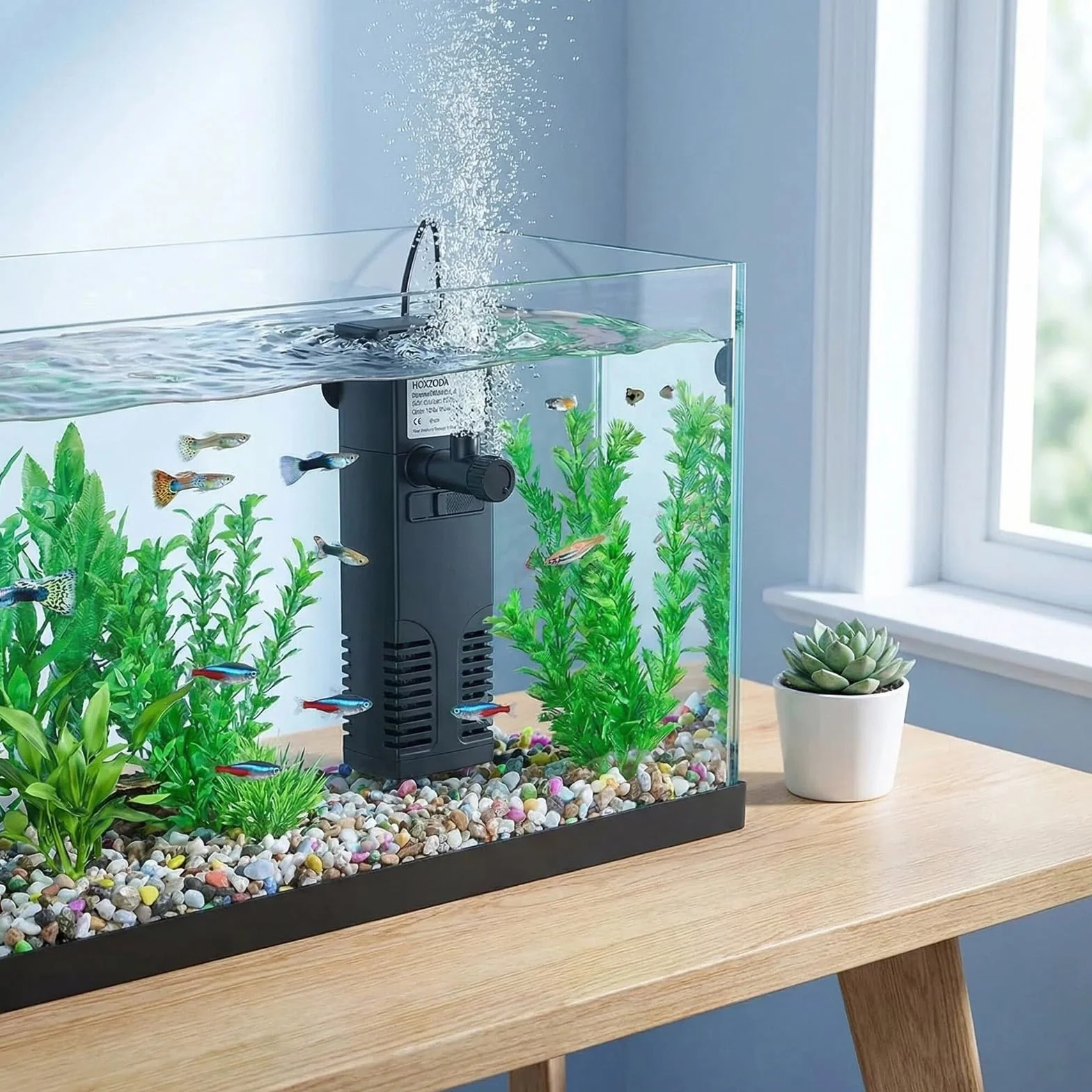 Filtre Intérieur Aquarium Pompe Débit d'eau 200L/H 40L Oxygène Filtration