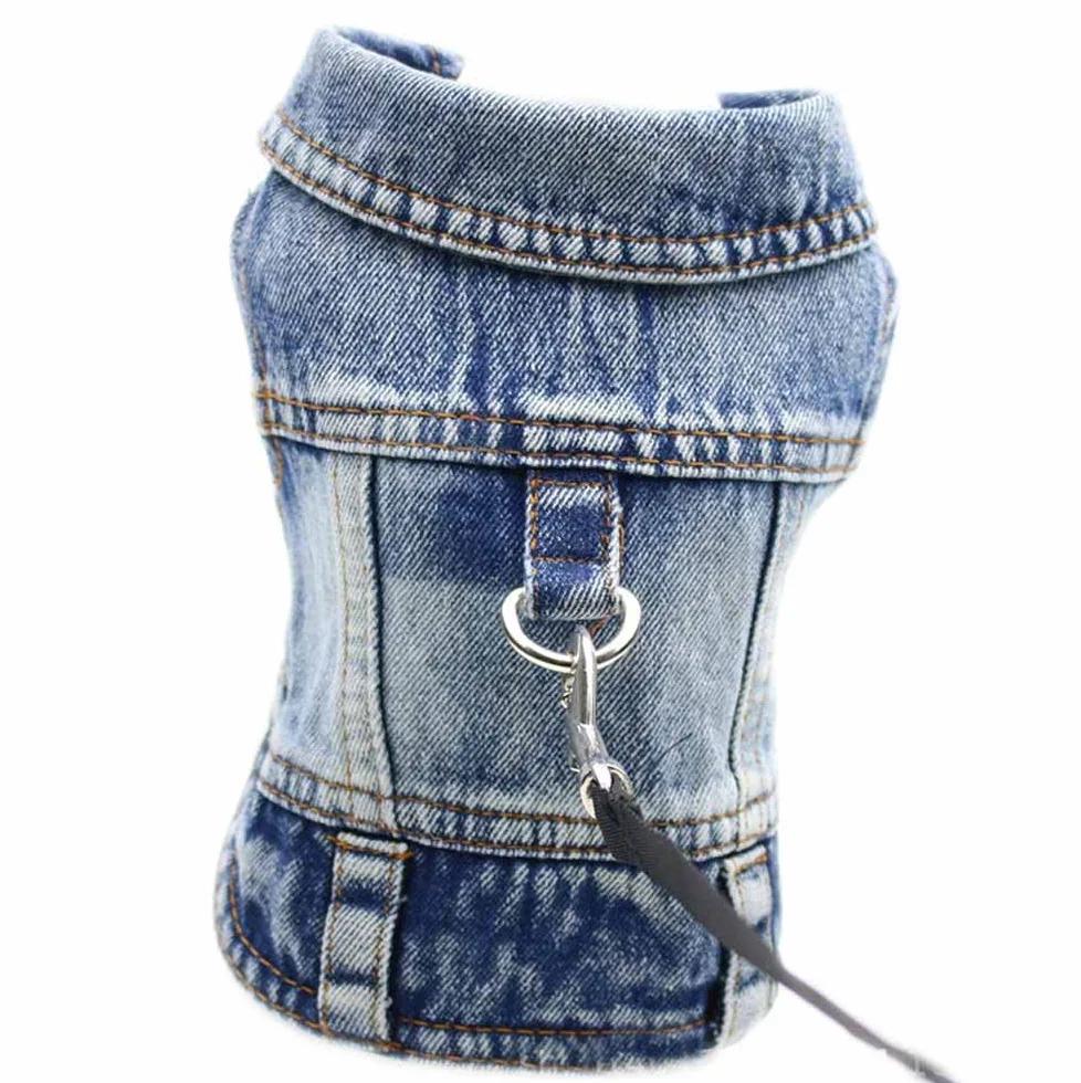 Veste en jean manteau denim pour chien taille S bleu