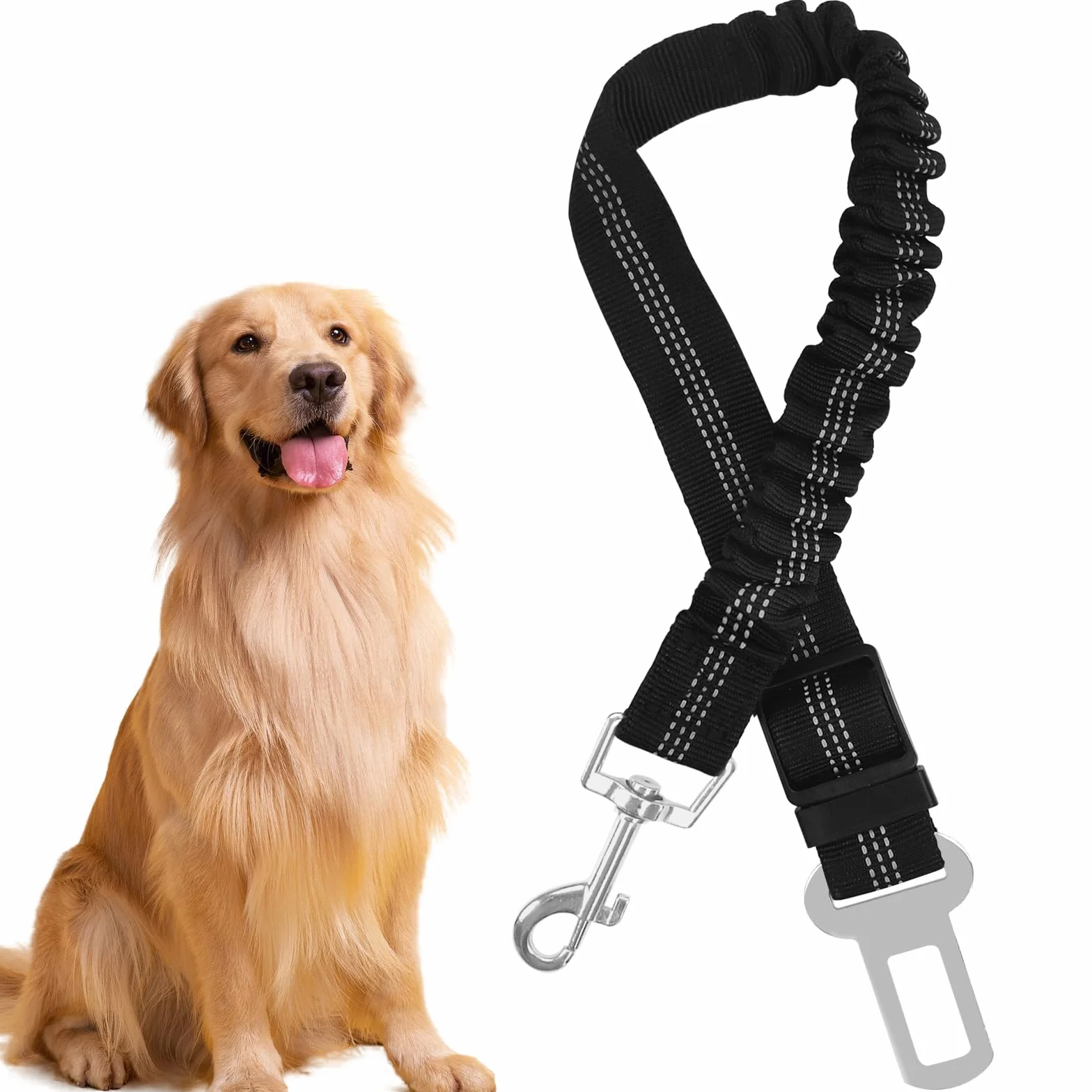 1pk Ceintures de sécurité de Voiture pour Chien, réglable 50-75cm Ceinture de Securite pour, des Chocs pour Tout Type de Voiture pour Tous Les Chiens et Chats(Noir)