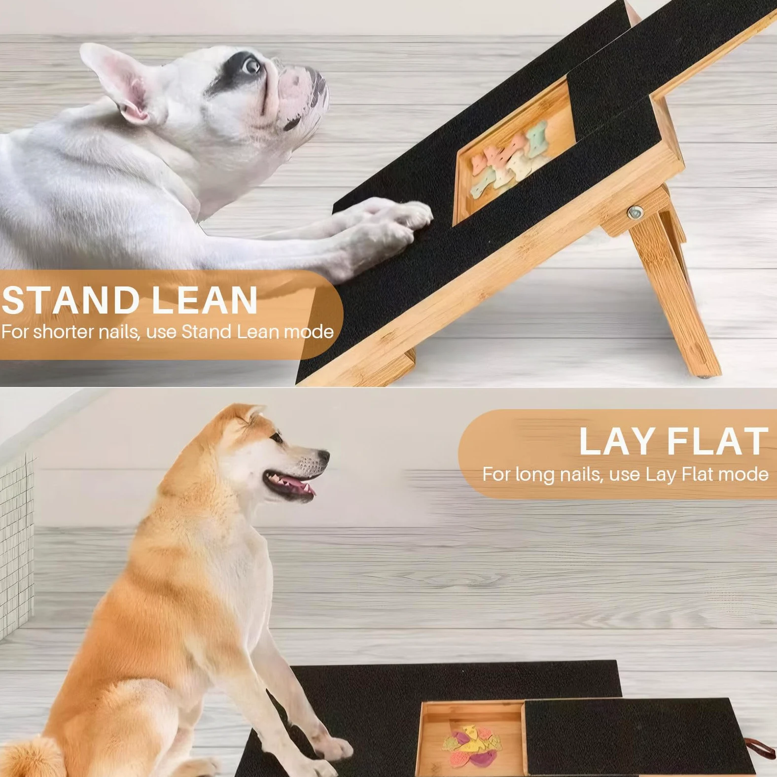 LiveGo Tampon à griffes pour chien, équipé de papier de verre, planche d'entretien sans stress, lime à ongles pour chien avec compartiment à collation, convient pour les chiens de petite et moyenne