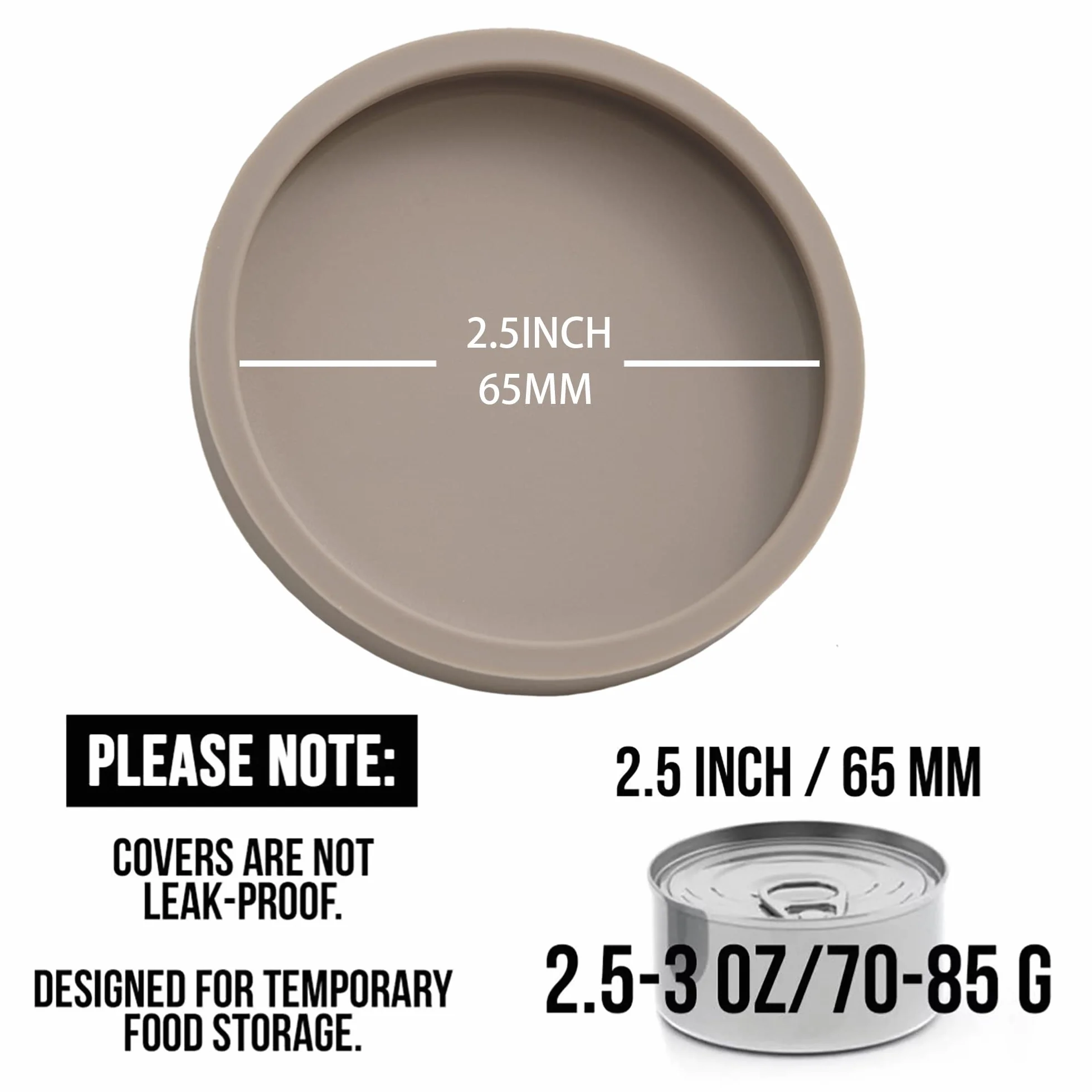 OHMO Couvercle Silicone Alimentaire, Couvercles Conserve en Silicone sans BPA, Petite Taille 70-85 g, Beige, Set de 2