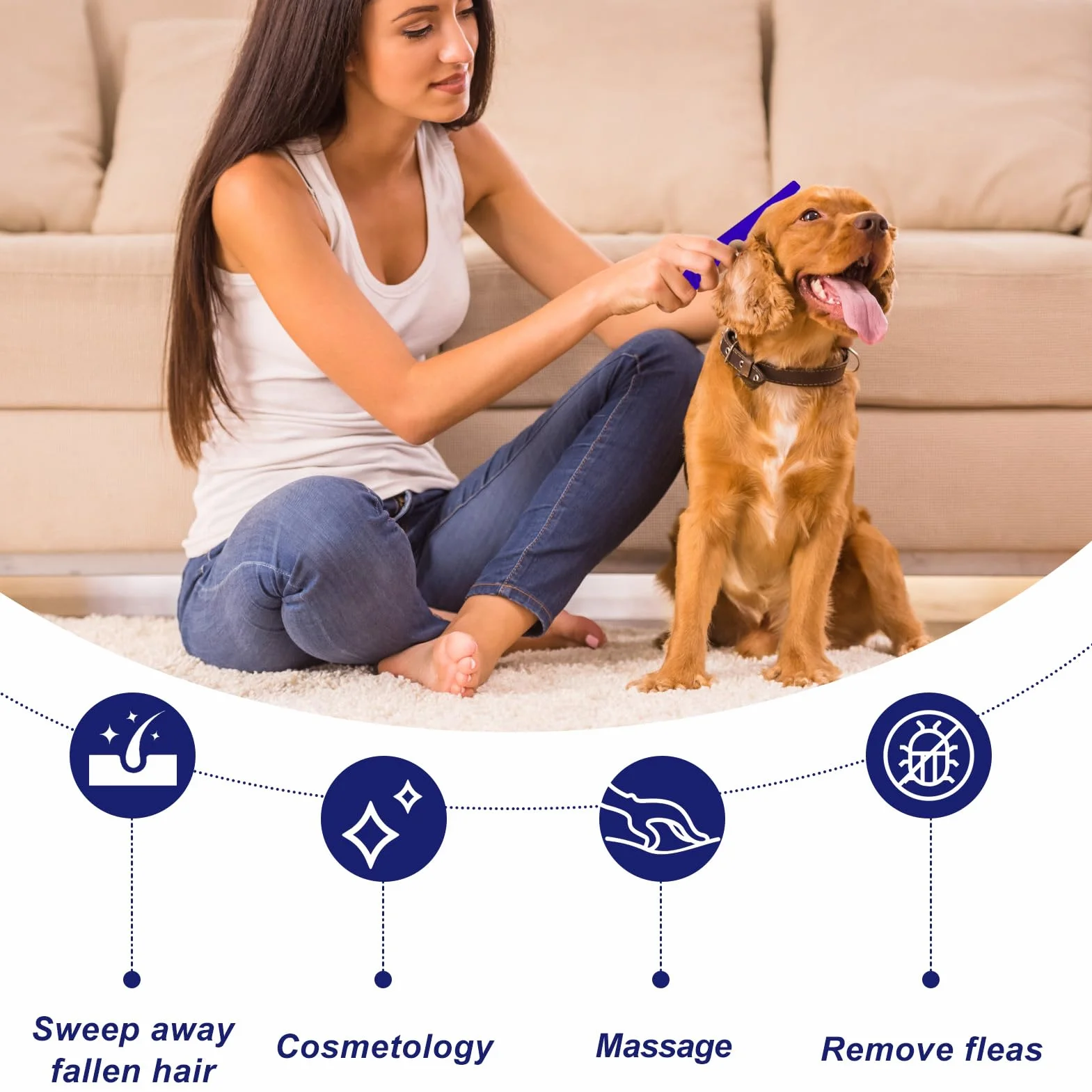 6Set Peignes Anti Puces pour Animaux, Peignes Acier Inoxydable pour Chats et Chiens, Outils de Toilettage, Élimination des Puces et Taches de Larmes, Peigne Démêlant