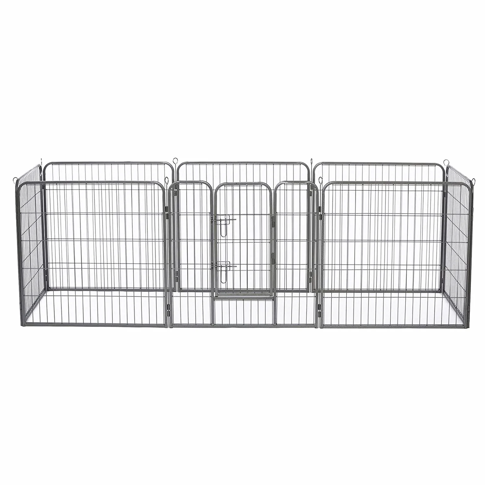 Lionto Enclos pour Chiots Métal Robuste 80x80 cm Parc Extensible avec Porte Verrouillable Résistant aux Intempéries 8 Éléments